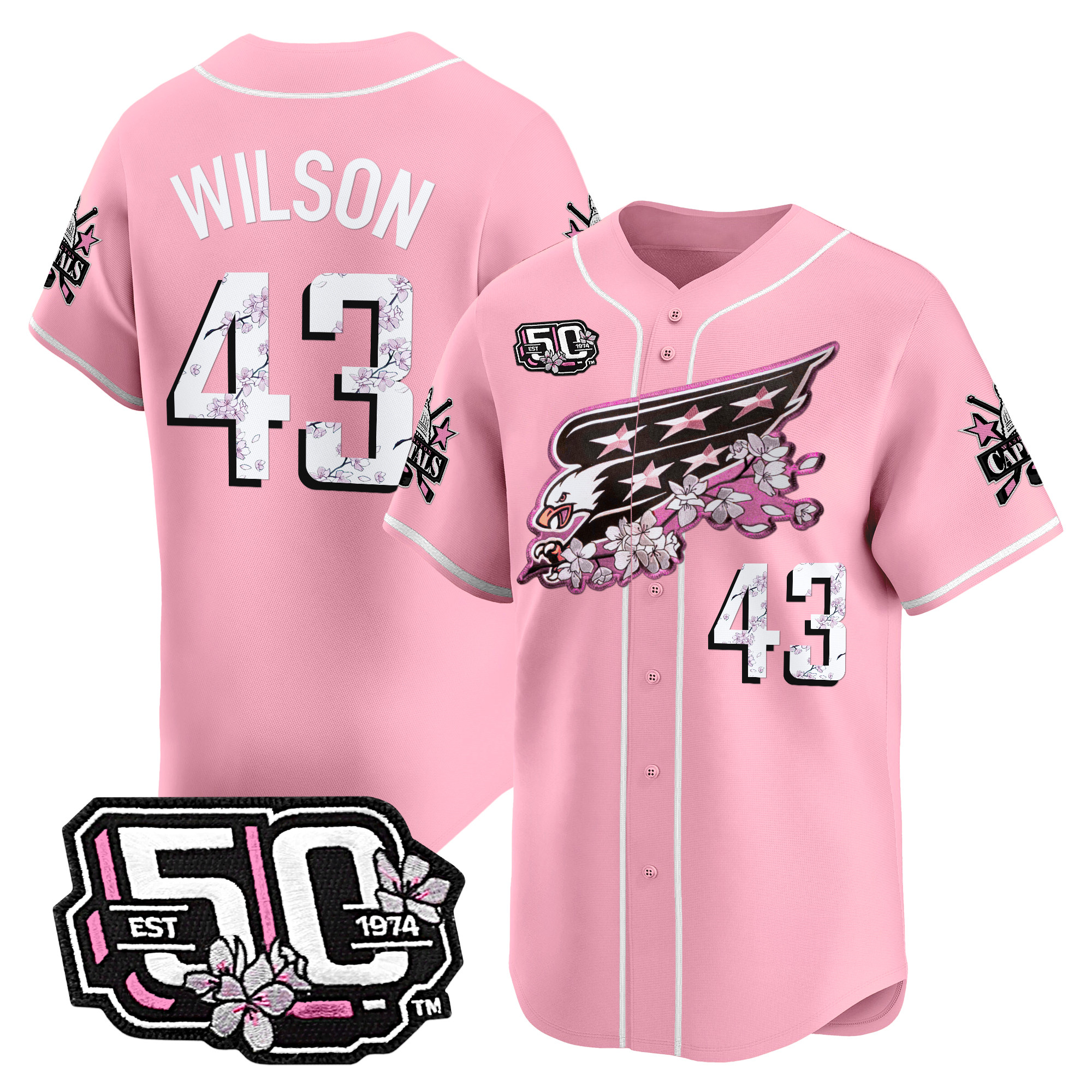 Men's 2025 Washington Capitals 50th Anniversary Cherry Blossom Style Vapor Premier Limited Jersey - All Stitched - Image 26