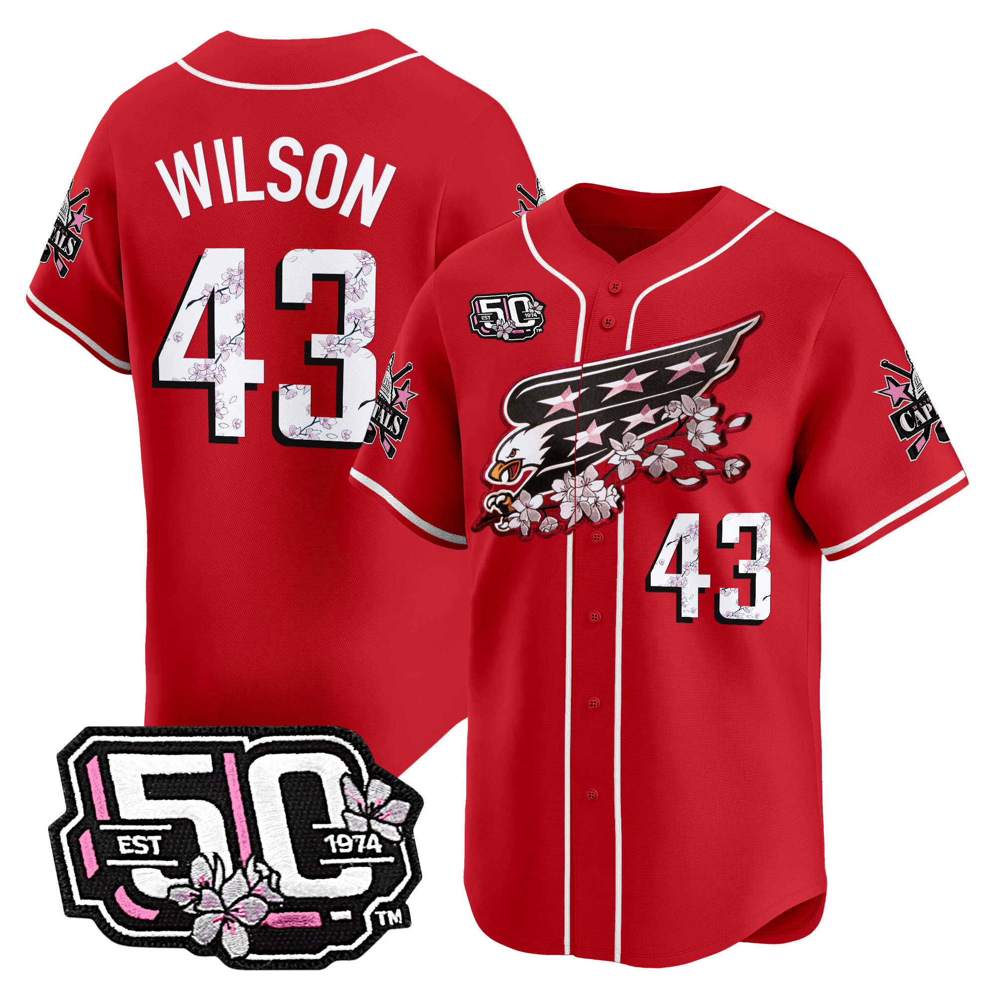 Men's 2025 Washington Capitals 50th Anniversary Cherry Blossom Style Vapor Premier Limited Jersey - All Stitched - Image 19