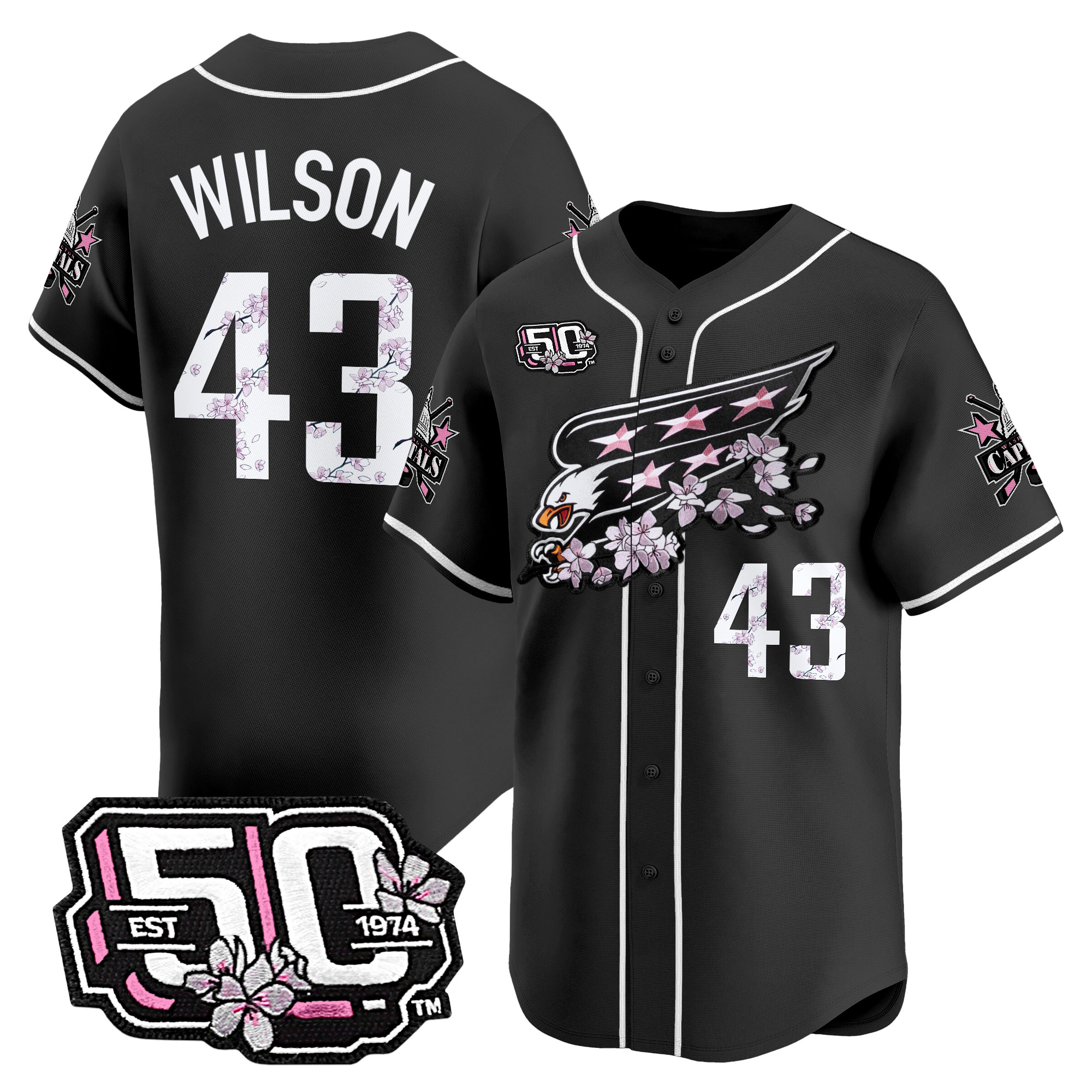 Men's 2025 Washington Capitals 50th Anniversary Cherry Blossom Style Vapor Premier Limited Jersey - All Stitched - Image 12