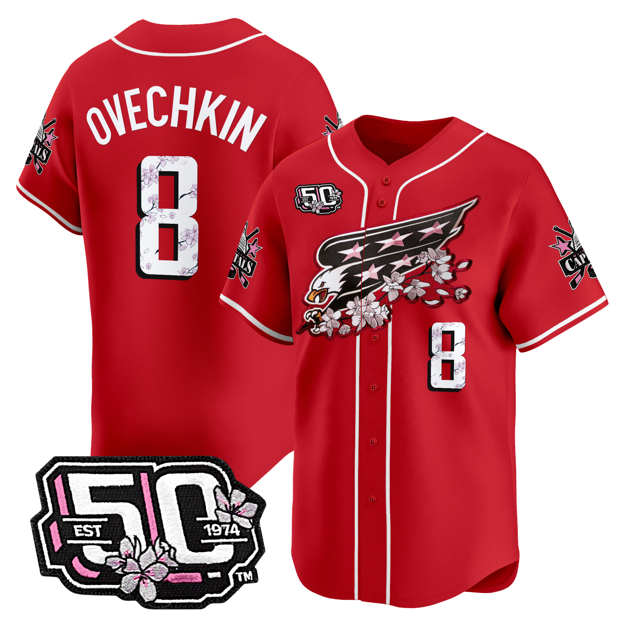 Men's 2025 Washington Capitals 50th Anniversary Cherry Blossom Style Vapor Premier Limited Jersey - All Stitched - Image 15