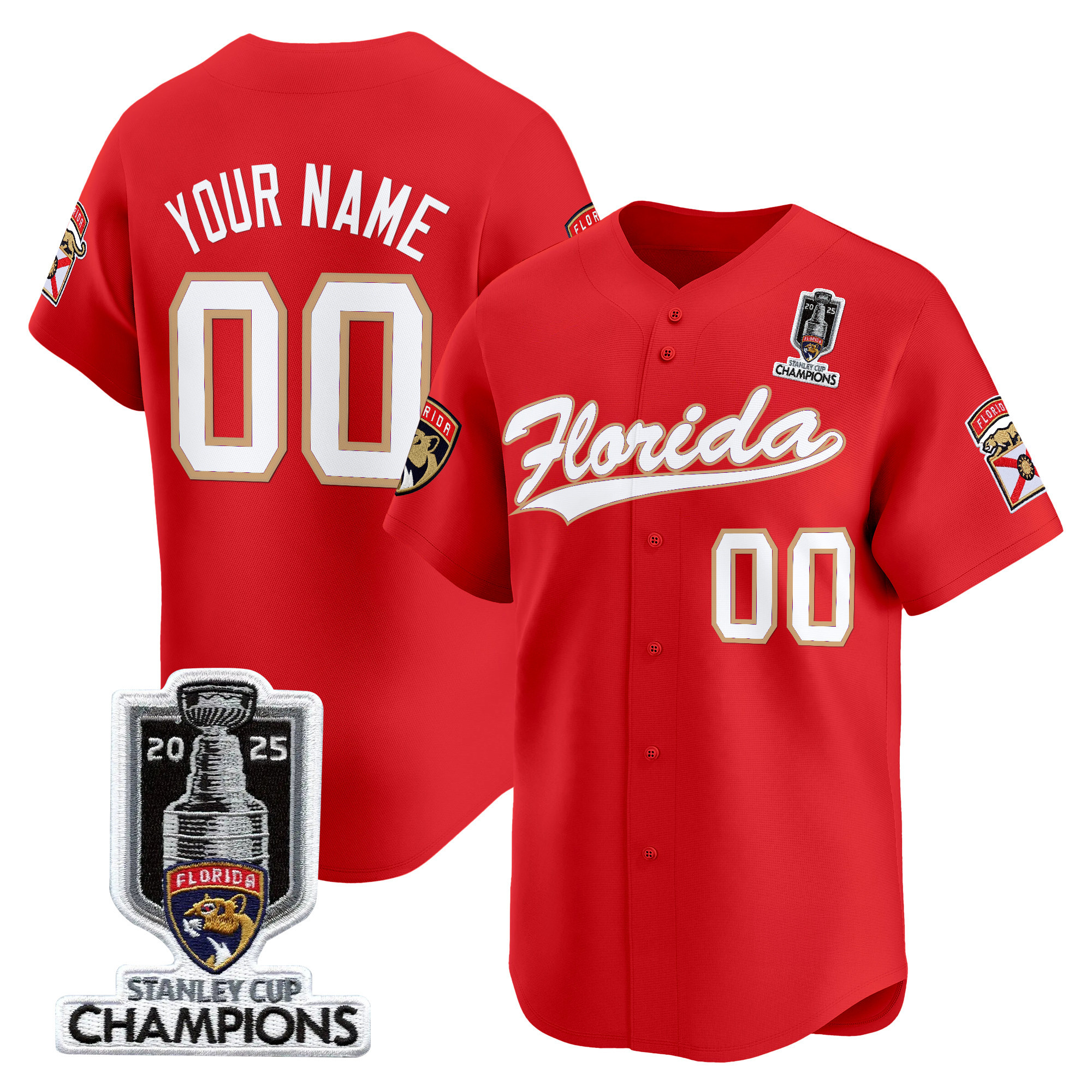 Florida Panthers 2025 Stanley Cup Champions Vapor Baseball Custom Jersey - All Stitched - Image 2