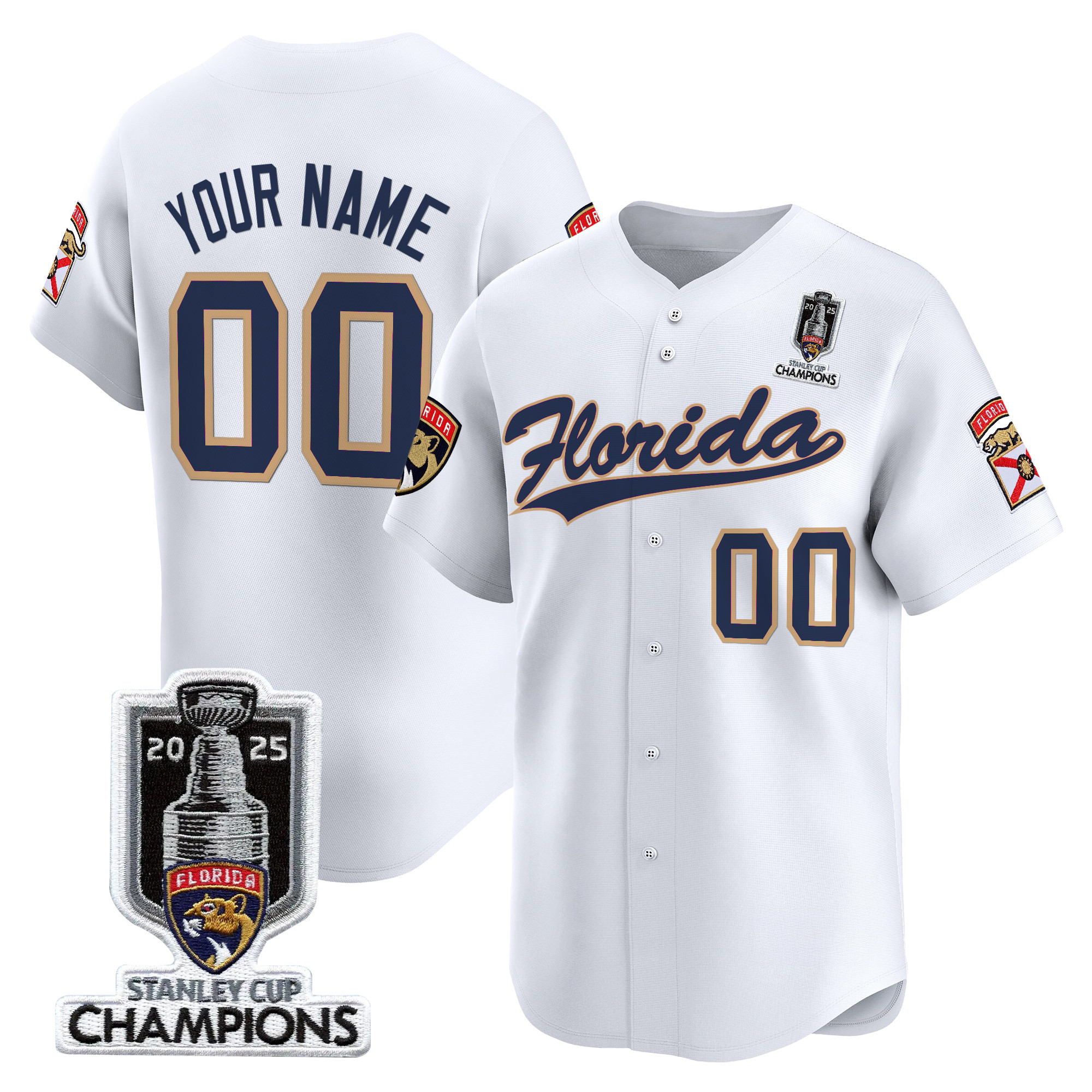 Florida Panthers 2025 Stanley Cup Champions Vapor Baseball Custom Jersey - All Stitched