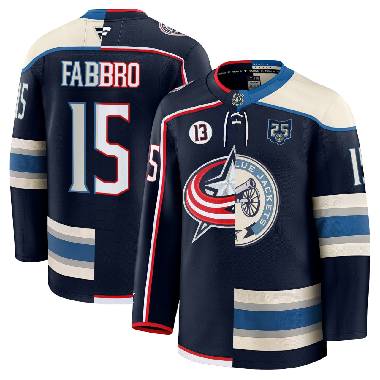 Columbus Blue Jackets Split #13 Johnny Gaudreau Patch Jersey - All Stitched