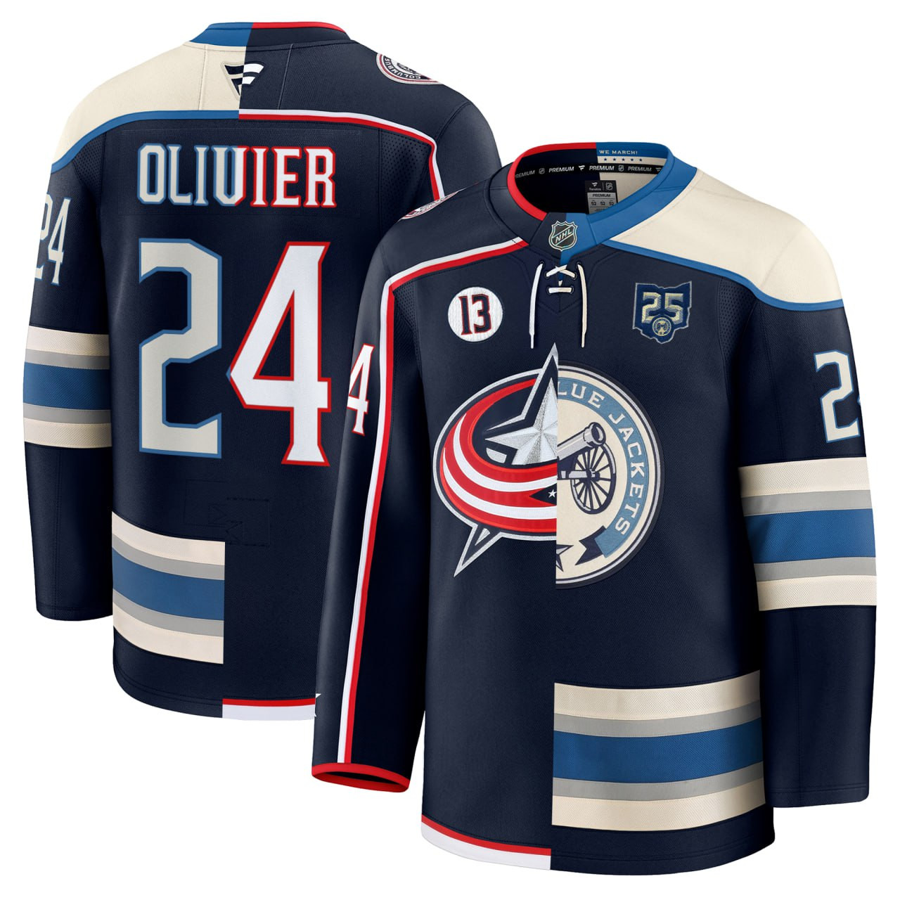 Columbus Blue Jackets Split #13 Johnny Gaudreau Patch Jersey - All Stitched - Image 3