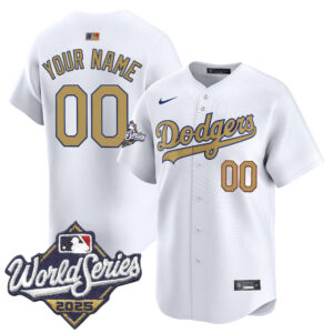 Dodgers 2025 World Series Gold Vapor Premier Limited Custom Jersey - All Stitched