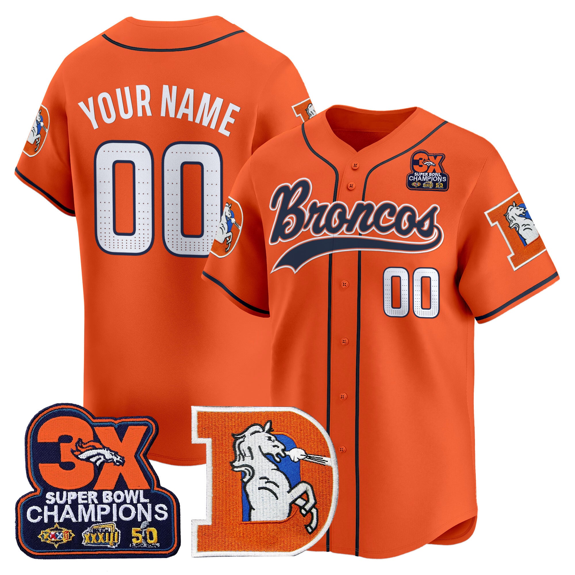Denver Broncos Throwback Vapor Baseball Custom Jersey - All Stitched