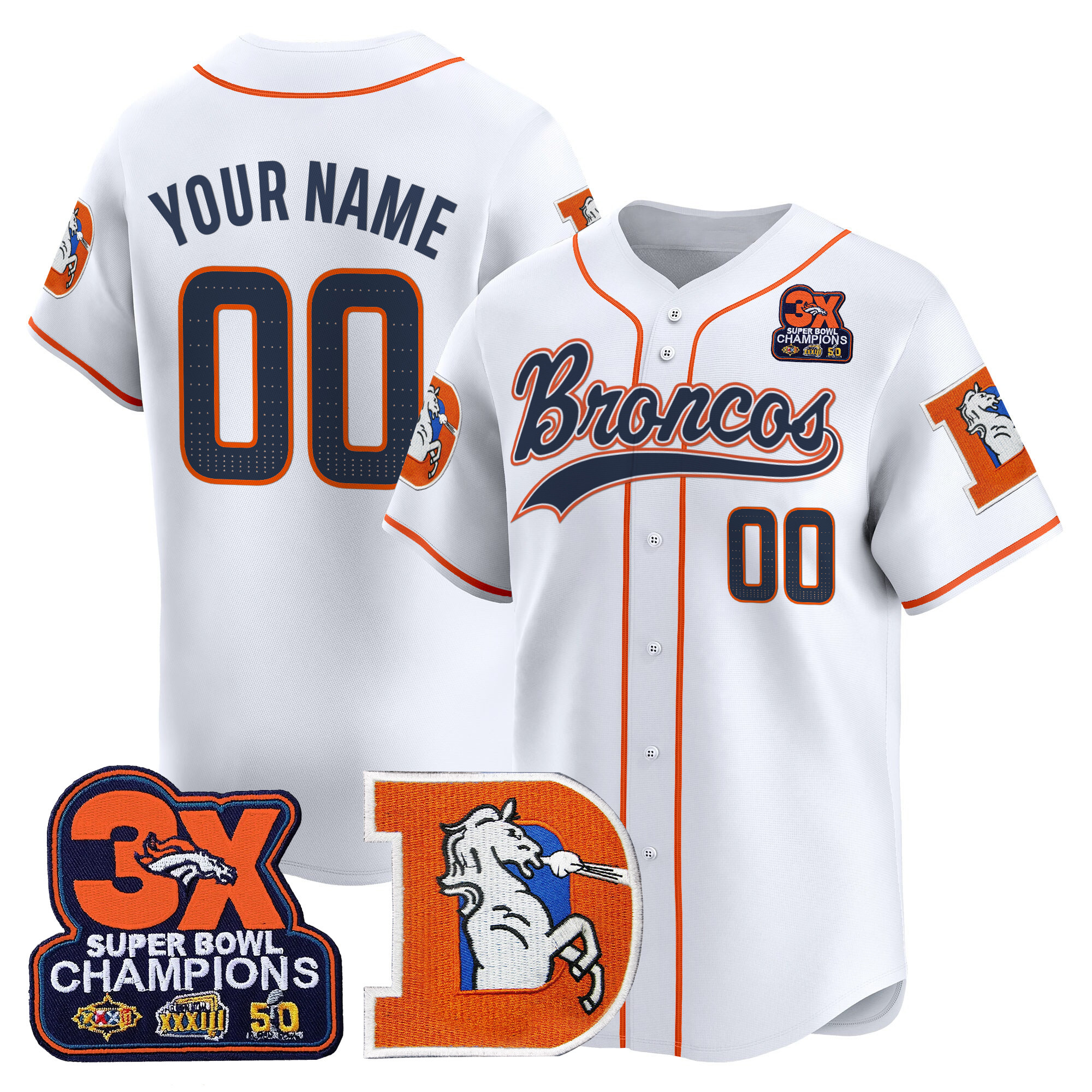 Denver Broncos Throwback Vapor Baseball Custom Jersey - All Stitched - Image 2
