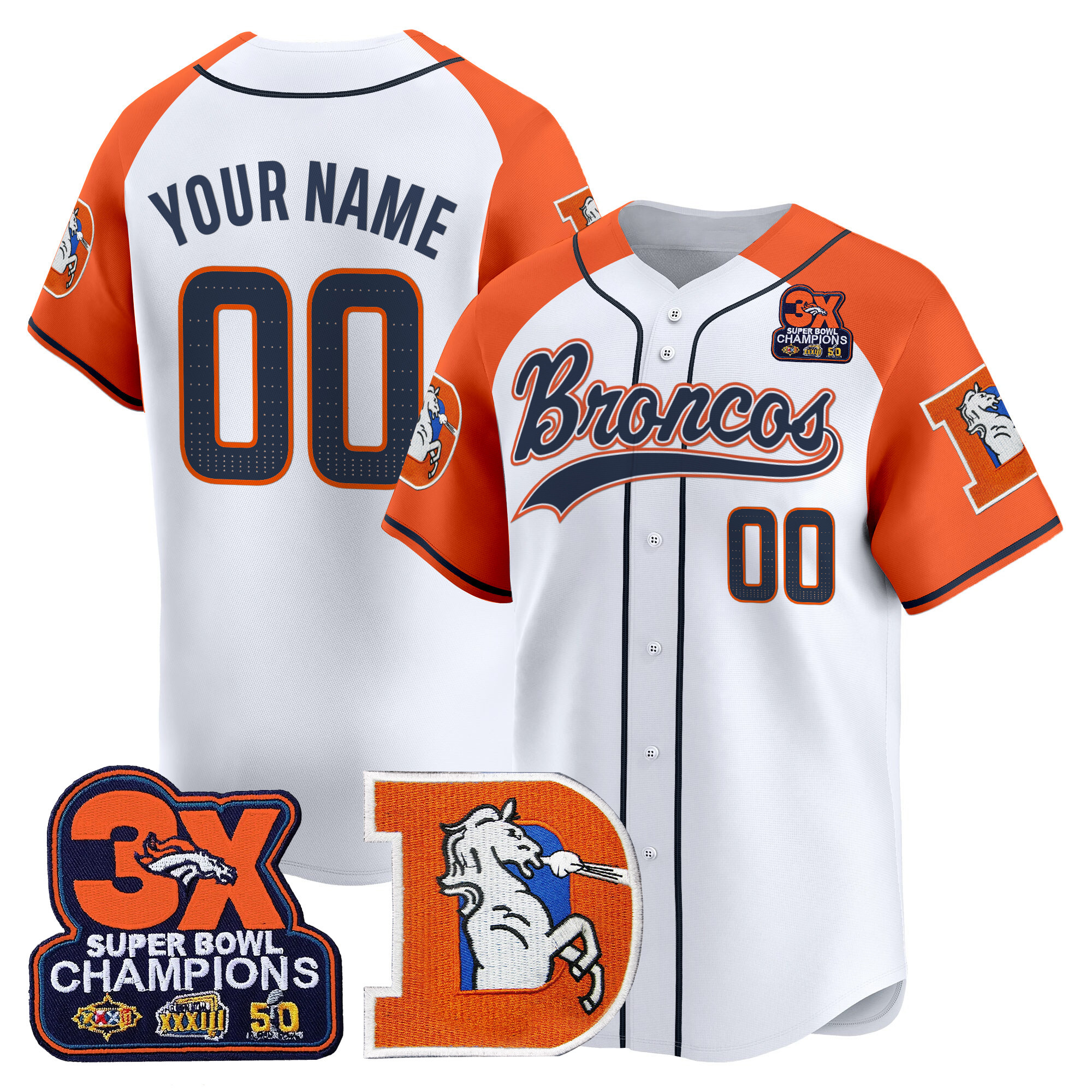 Denver Broncos Throwback Vapor Baseball Custom Jersey - All Stitched - Image 4