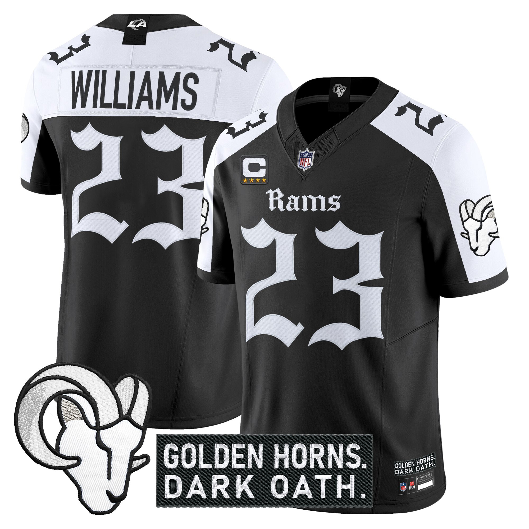 Men's Los Angeles Rams 'Gothic Horns Reforged Edition' Vapor Limited Jersey - All Stitched - Image 25
