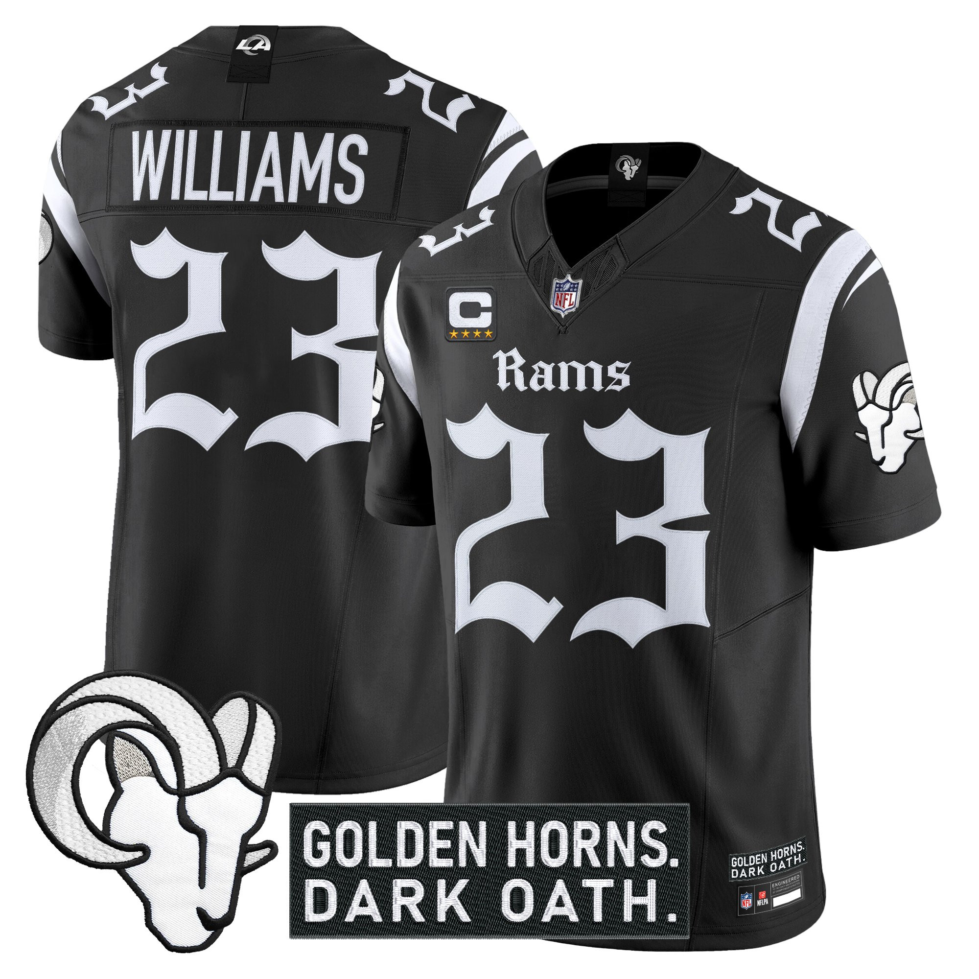 Men's Los Angeles Rams 'Gothic Horns Reforged Edition' Vapor Limited Jersey - All Stitched - Image 7