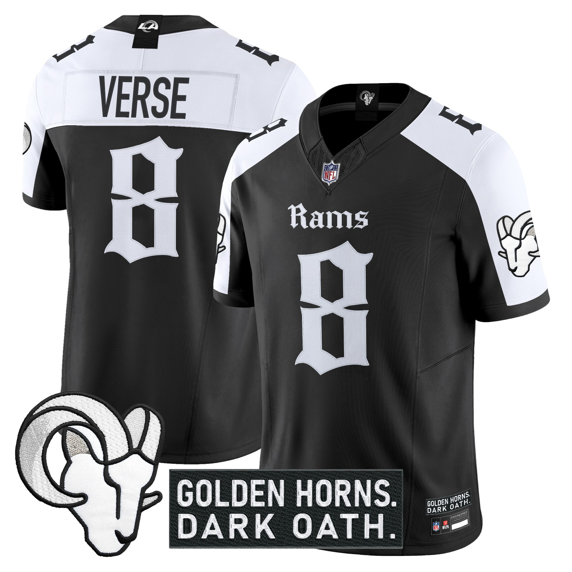 Men's Los Angeles Rams 'Gothic Horns Reforged Edition' Vapor Limited Jersey - All Stitched - Image 21