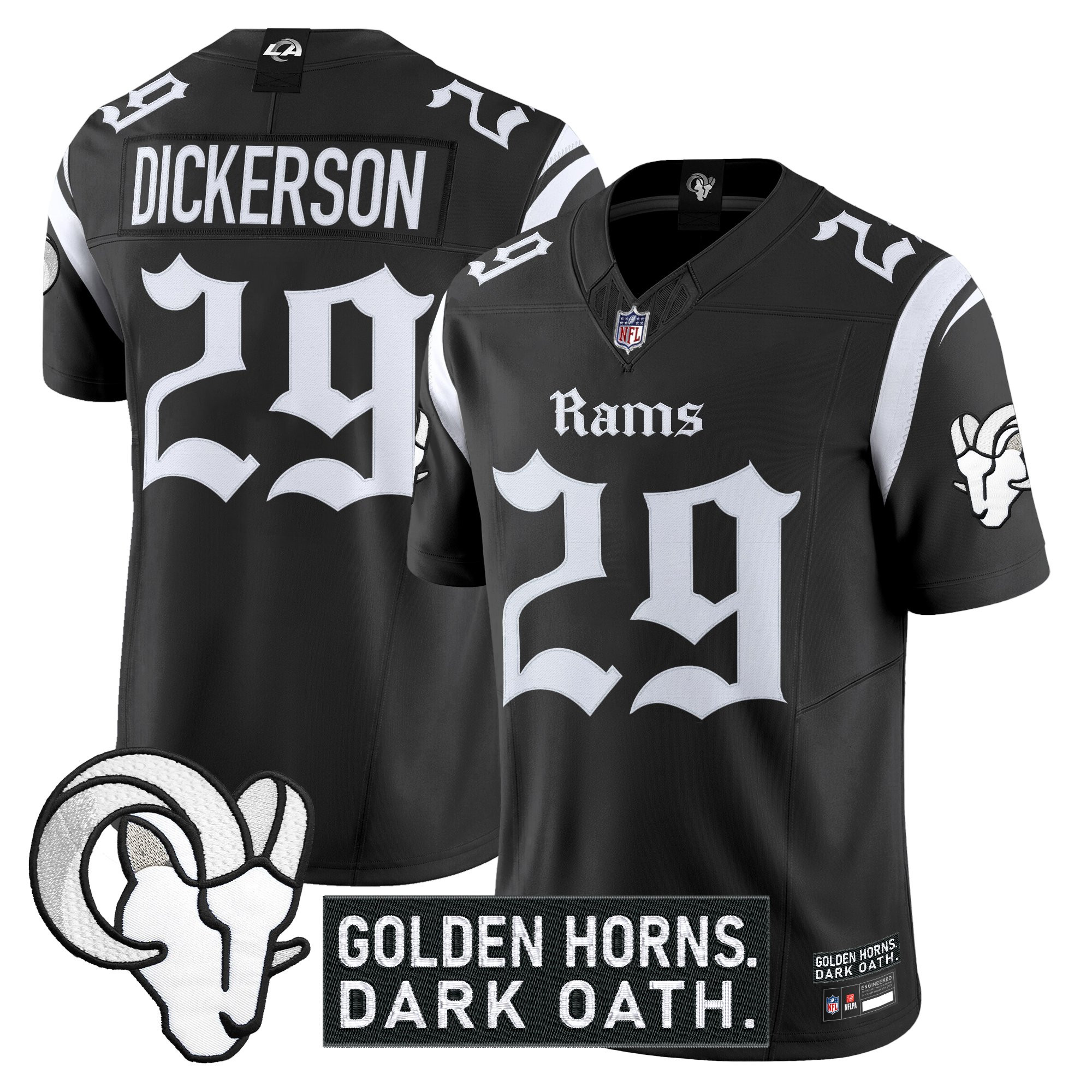 Men's Los Angeles Rams 'Gothic Horns Reforged Edition' Vapor Limited Jersey - All Stitched - Image 8