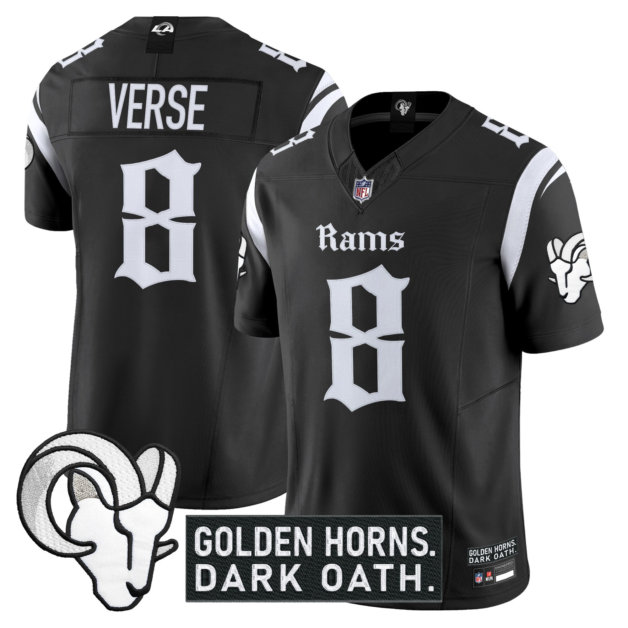 Men's Los Angeles Rams 'Gothic Horns Reforged Edition' Vapor Limited Jersey - All Stitched - Image 3