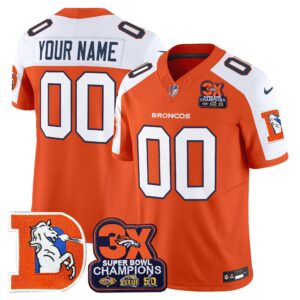 Denver Broncos Throwback Vapor Limited Custom Jersey - 3-Time Champions Patch - All Stitched