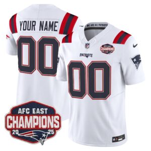 New England Patriots 2025 AFC East Division Champions Vapor Limited Custom Jersey - All Stitched