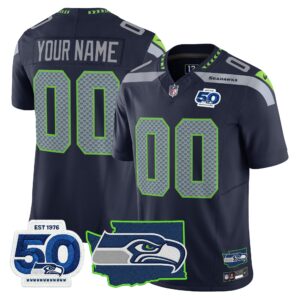 Seattle Seahawks 50th Anniversary Patch Vapor Limited Custom Jersey - All Stitched