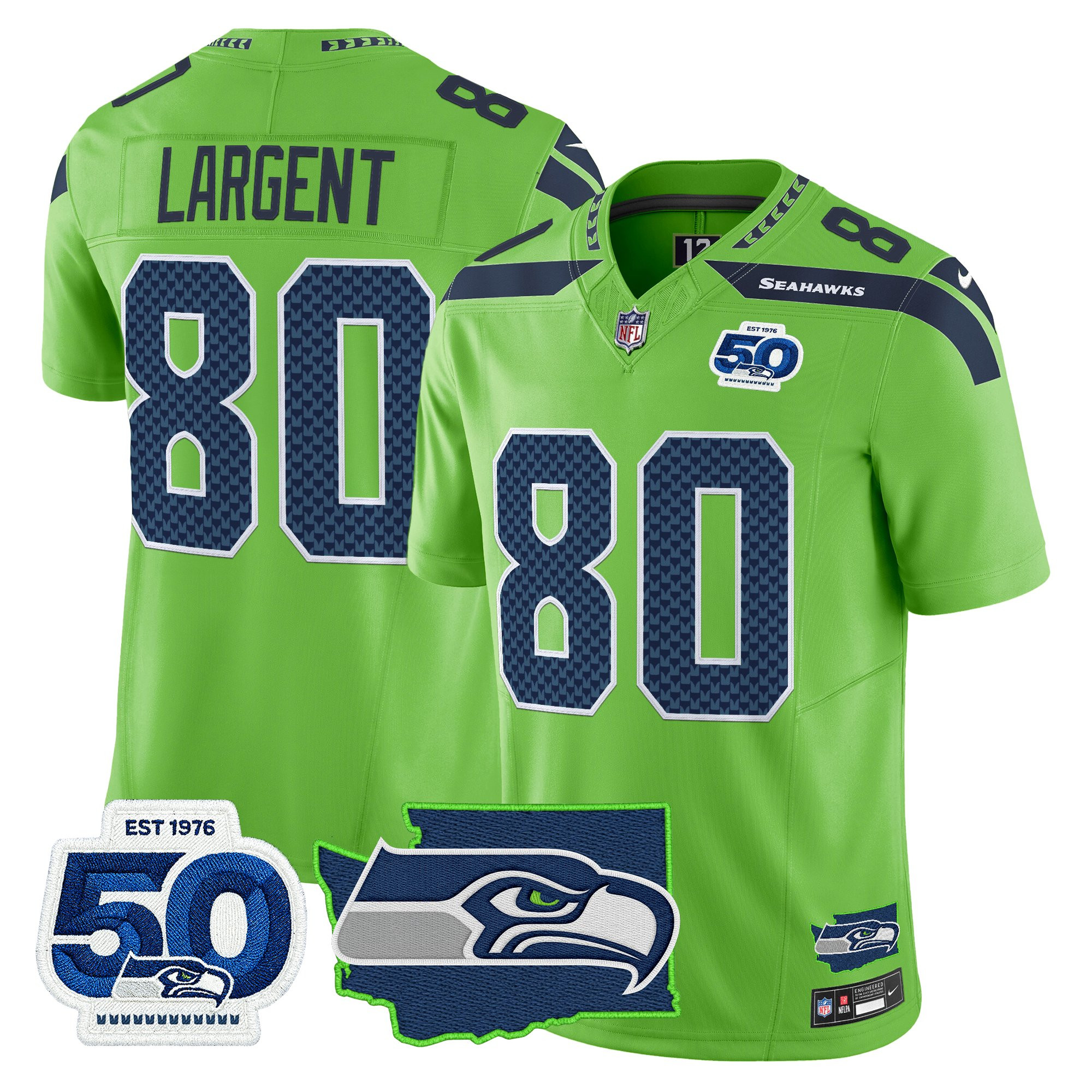 Men's Seattle Seahawks 50th Anniversary Patch Vapor Limited Jersey - All Stitched - Image 31