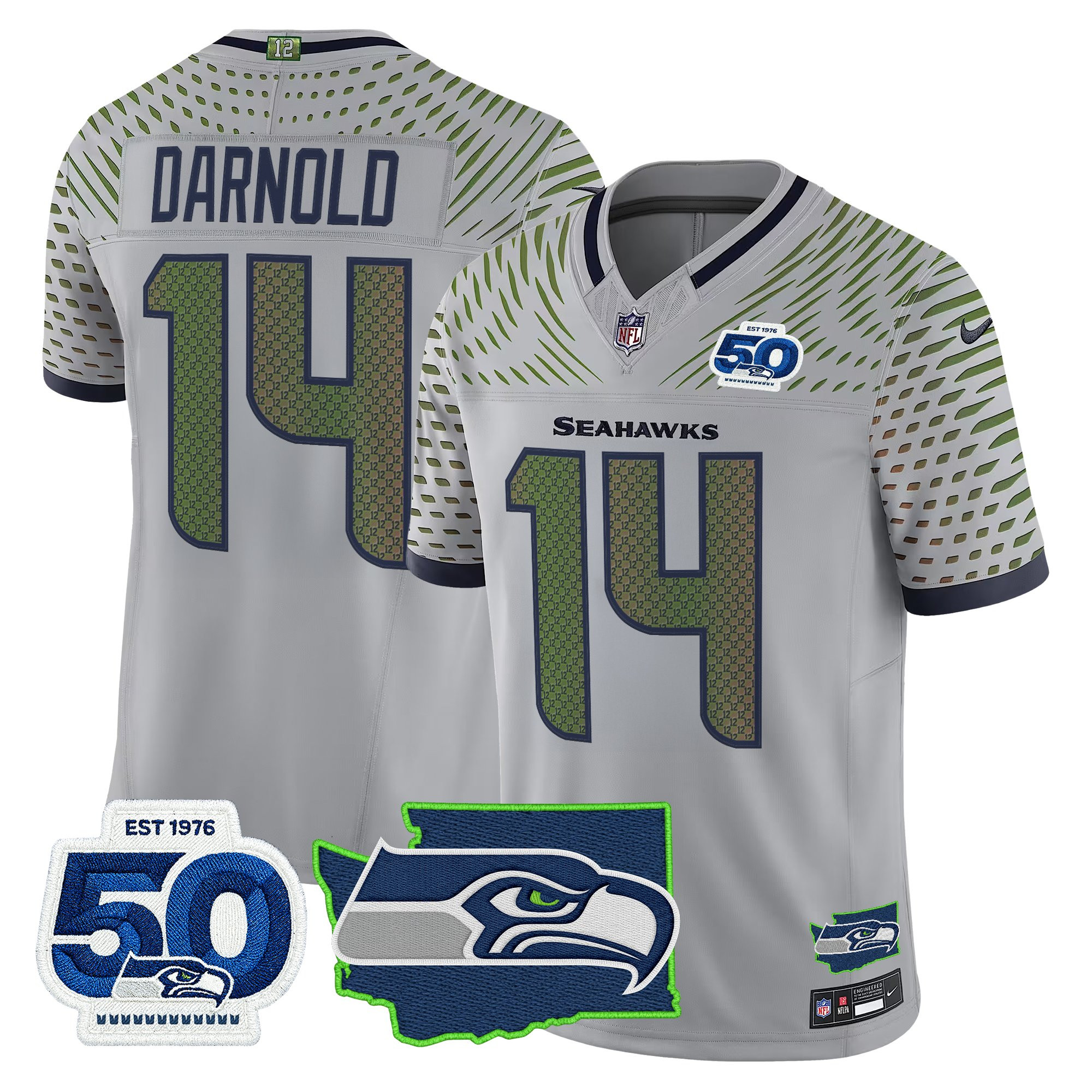 Men's Seattle Seahawks 50th Anniversary Patch Vapor Limited Jersey - All Stitched - Image 11
