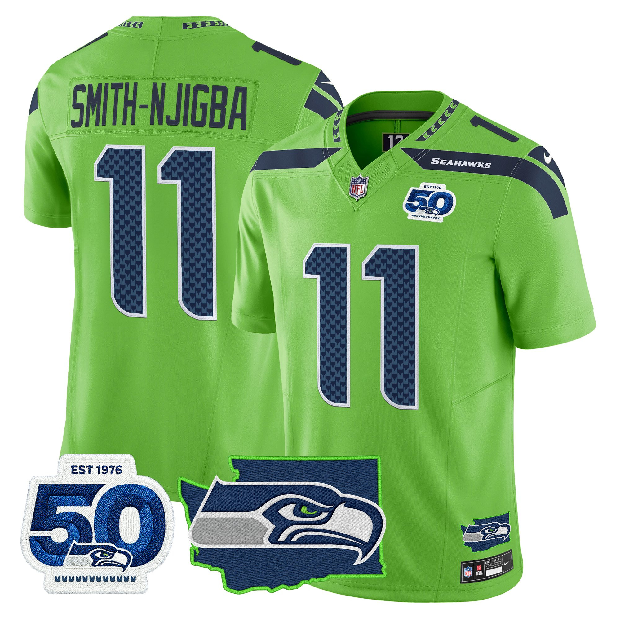 Men's Seattle Seahawks 50th Anniversary Patch Vapor Limited Jersey - All Stitched - Image 25