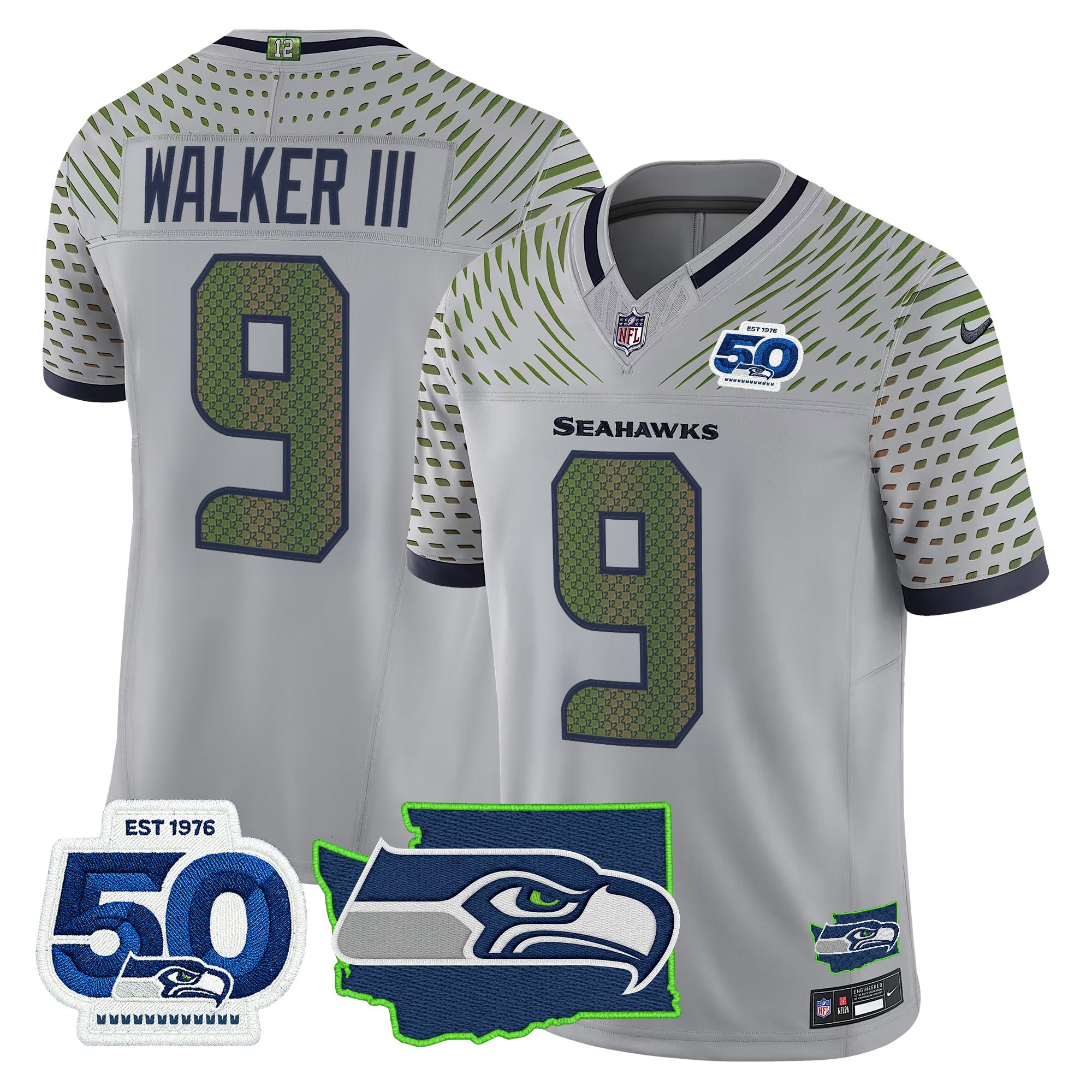 Men's Seattle Seahawks 50th Anniversary Patch Vapor Limited Jersey - All Stitched - Image 14