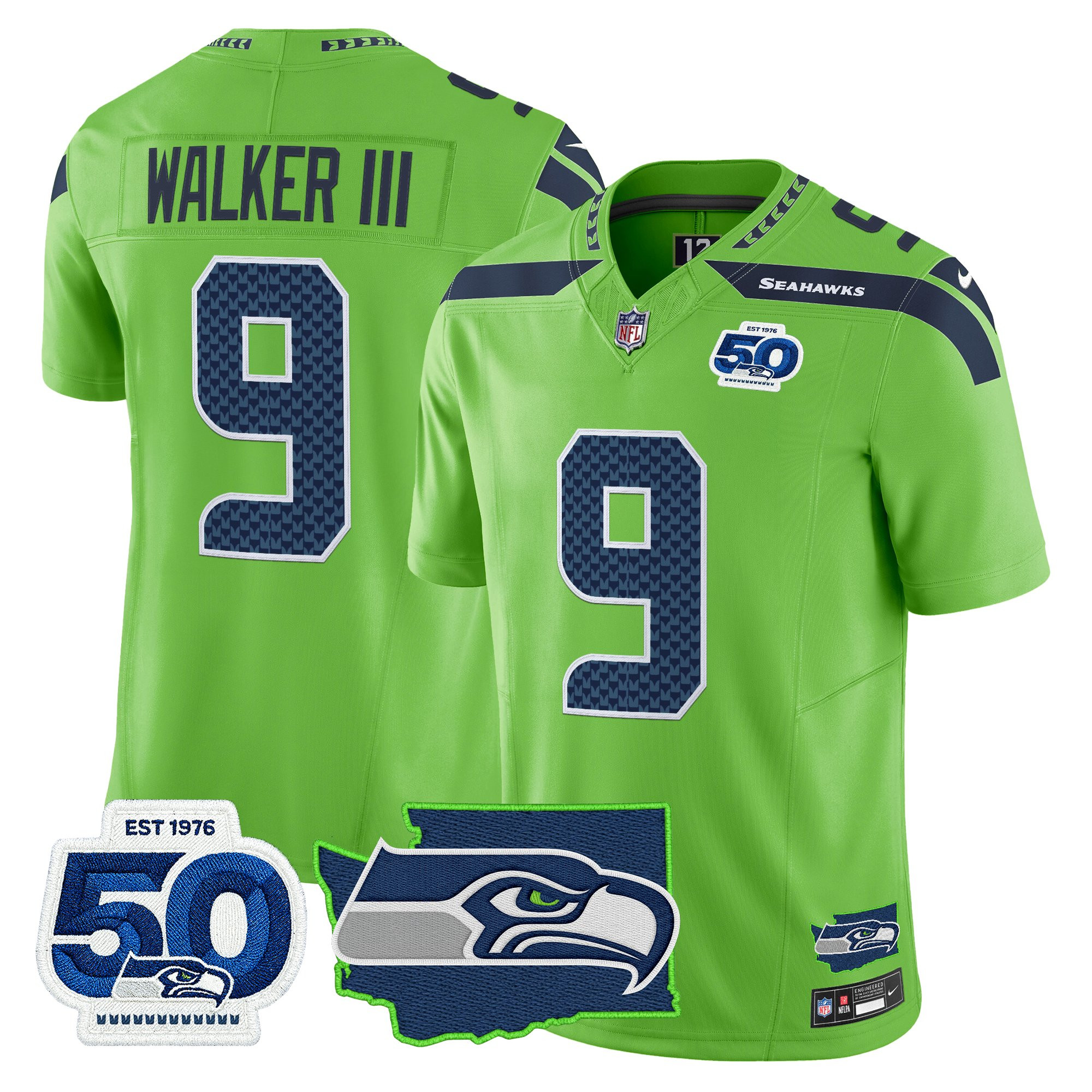 Men's Seattle Seahawks 50th Anniversary Patch Vapor Limited Jersey - All Stitched - Image 30
