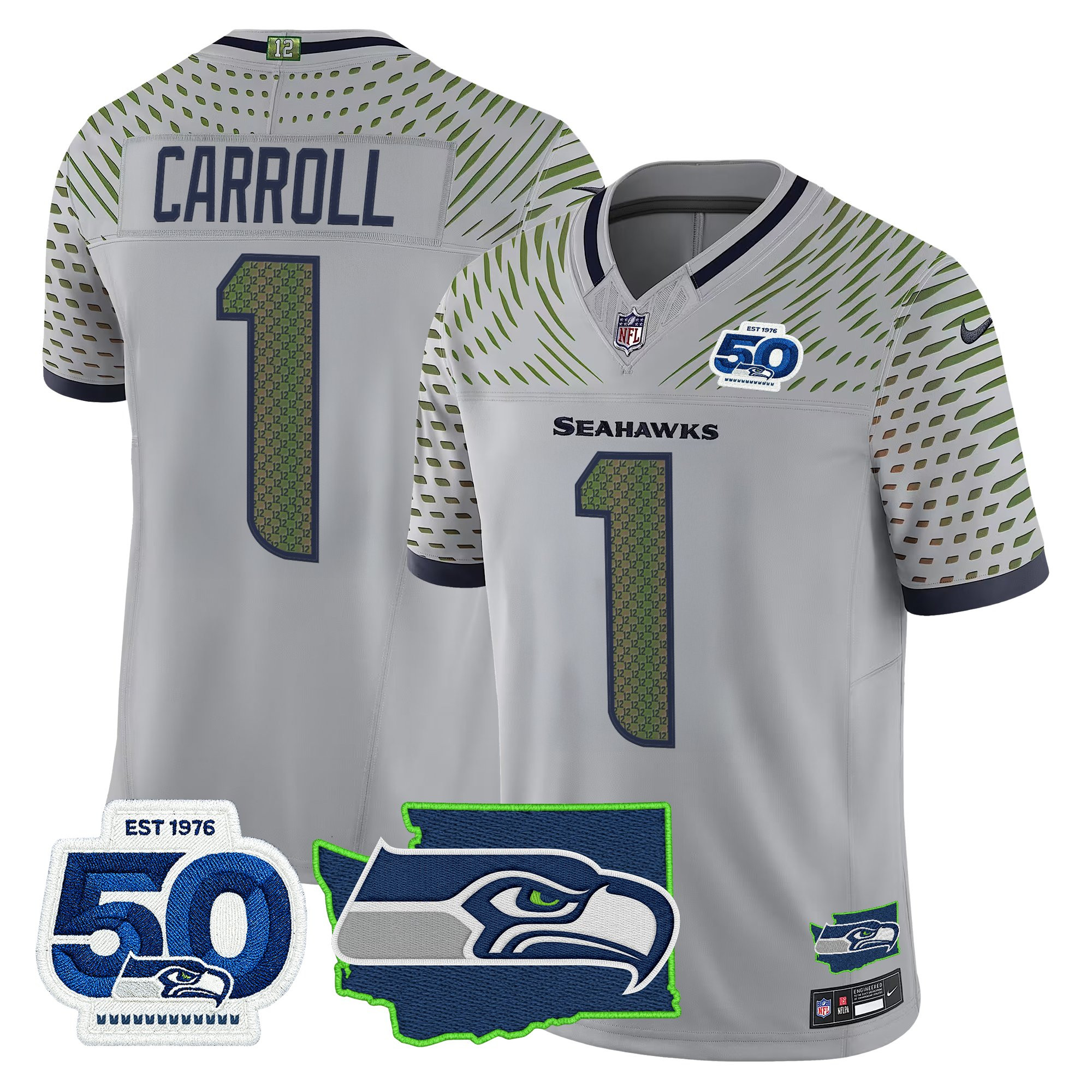 Men's Seattle Seahawks 50th Anniversary Patch Vapor Limited Jersey - All Stitched - Image 12