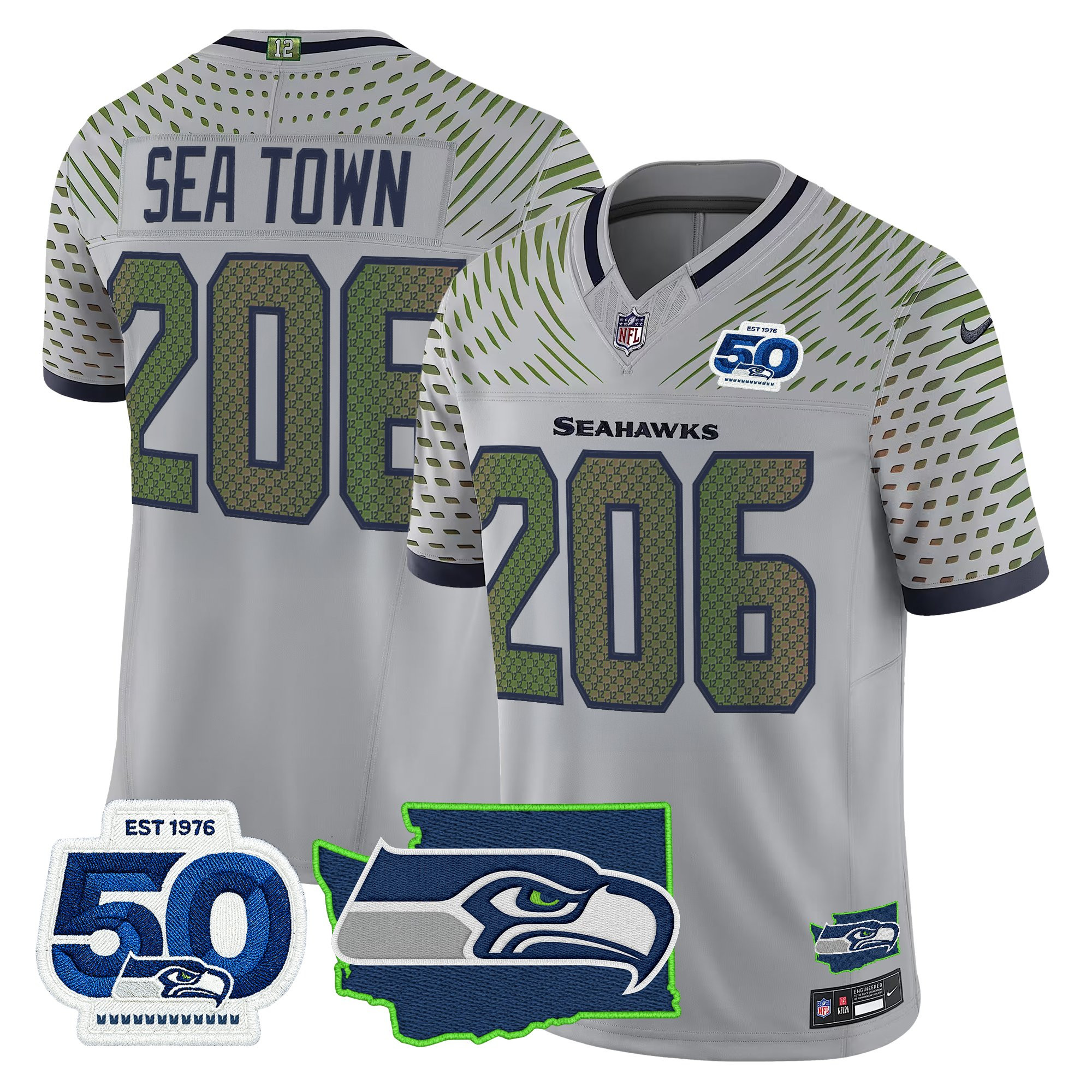 Men's Seattle Seahawks 50th Anniversary Patch Vapor Limited Jersey - All Stitched - Image 10