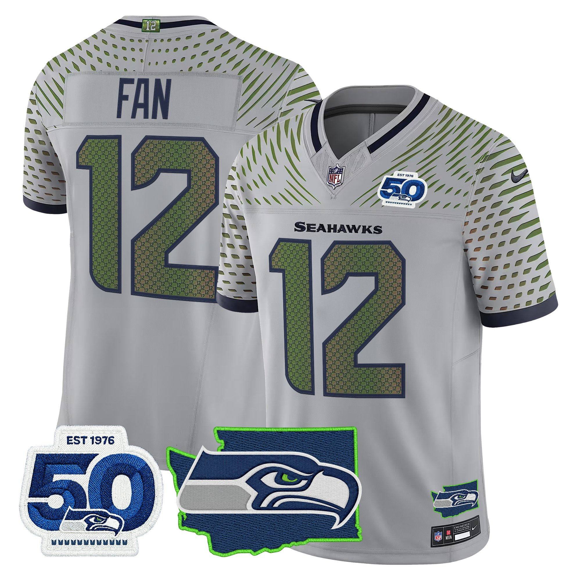 Men's Seattle Seahawks 50th Anniversary Patch Vapor Limited Jersey - All Stitched - Image 16