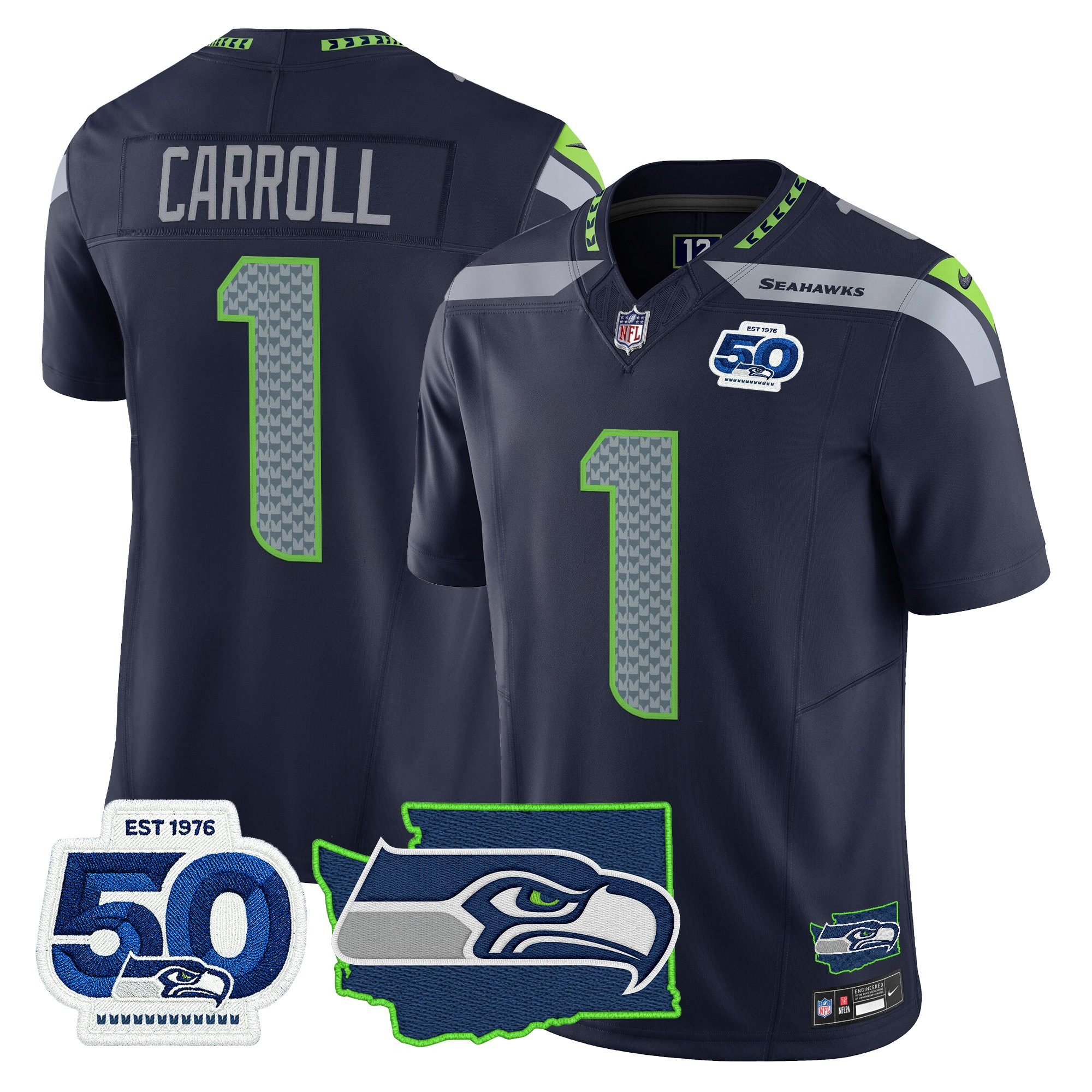 Men's Seattle Seahawks 50th Anniversary Patch Vapor Limited Jersey - All Stitched - Image 4