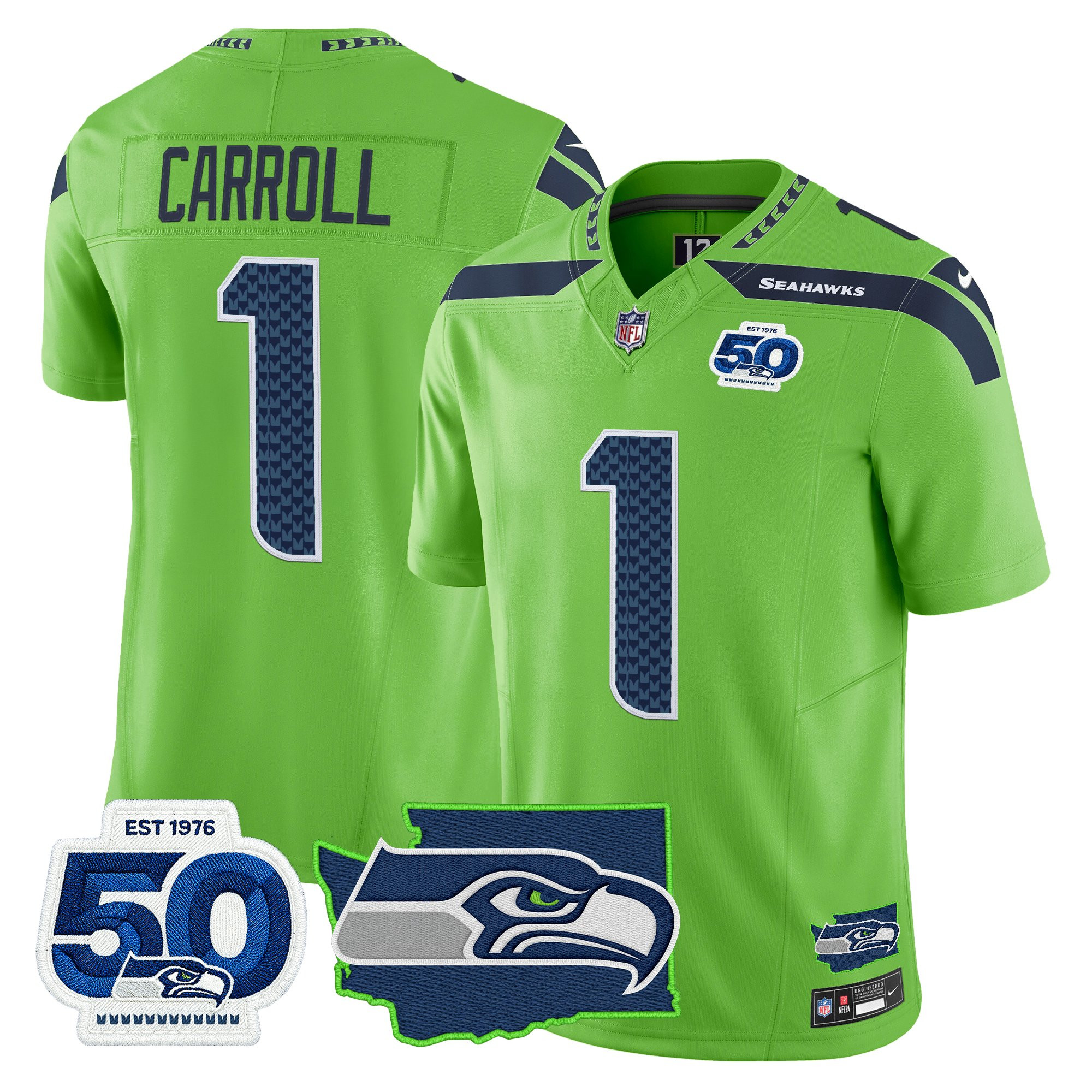 Men's Seattle Seahawks 50th Anniversary Patch Vapor Limited Jersey - All Stitched - Image 28