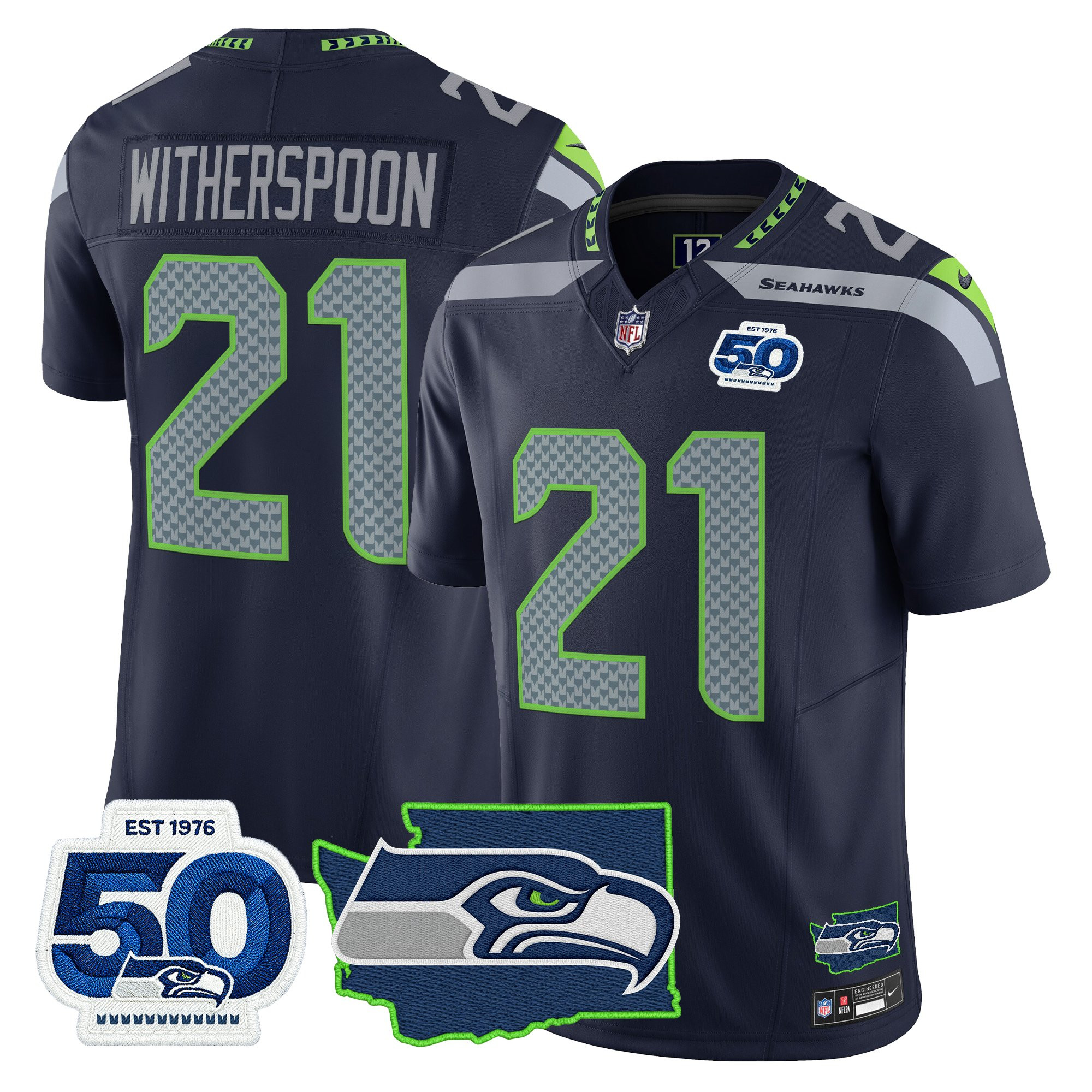 Men's Seattle Seahawks 50th Anniversary Patch Vapor Limited Jersey - All Stitched - Image 5