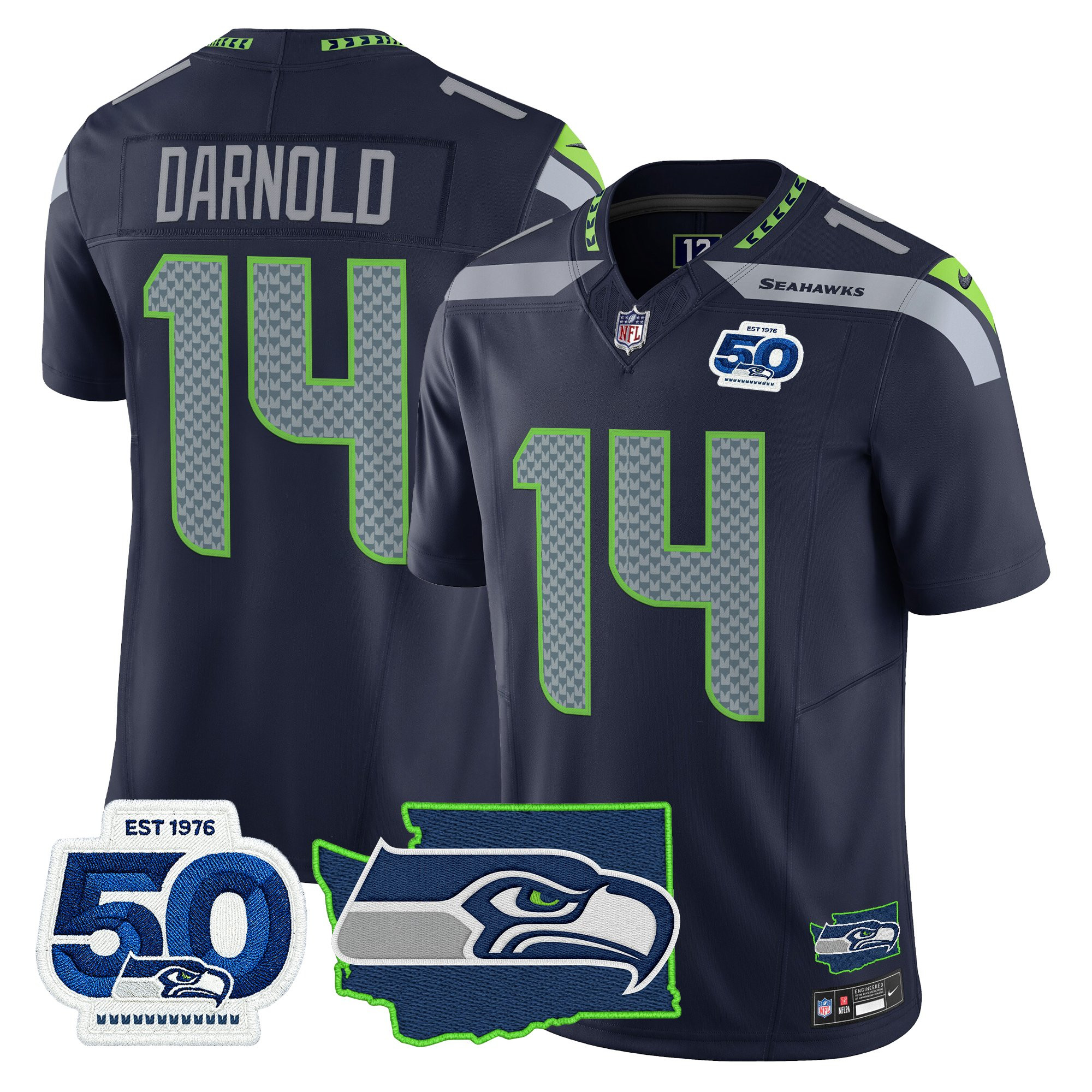 Men's Seattle Seahawks 50th Anniversary Patch Vapor Limited Jersey - All Stitched - Image 3