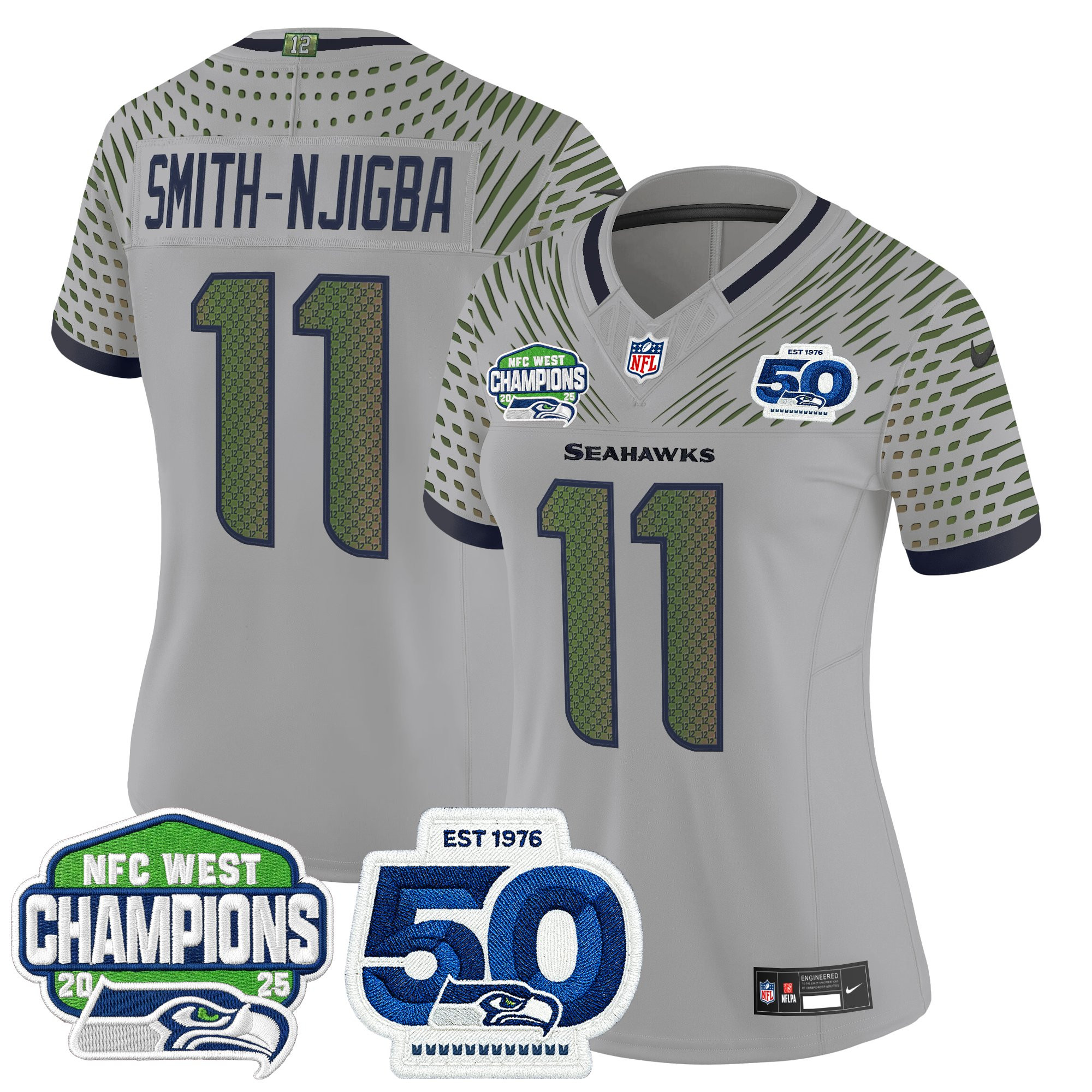 Women's Seattle Seahawks 2025 NFC West Division Champions & 50th Anniversary Patch Vapor Limited Jersey - All Stitched - Image 18