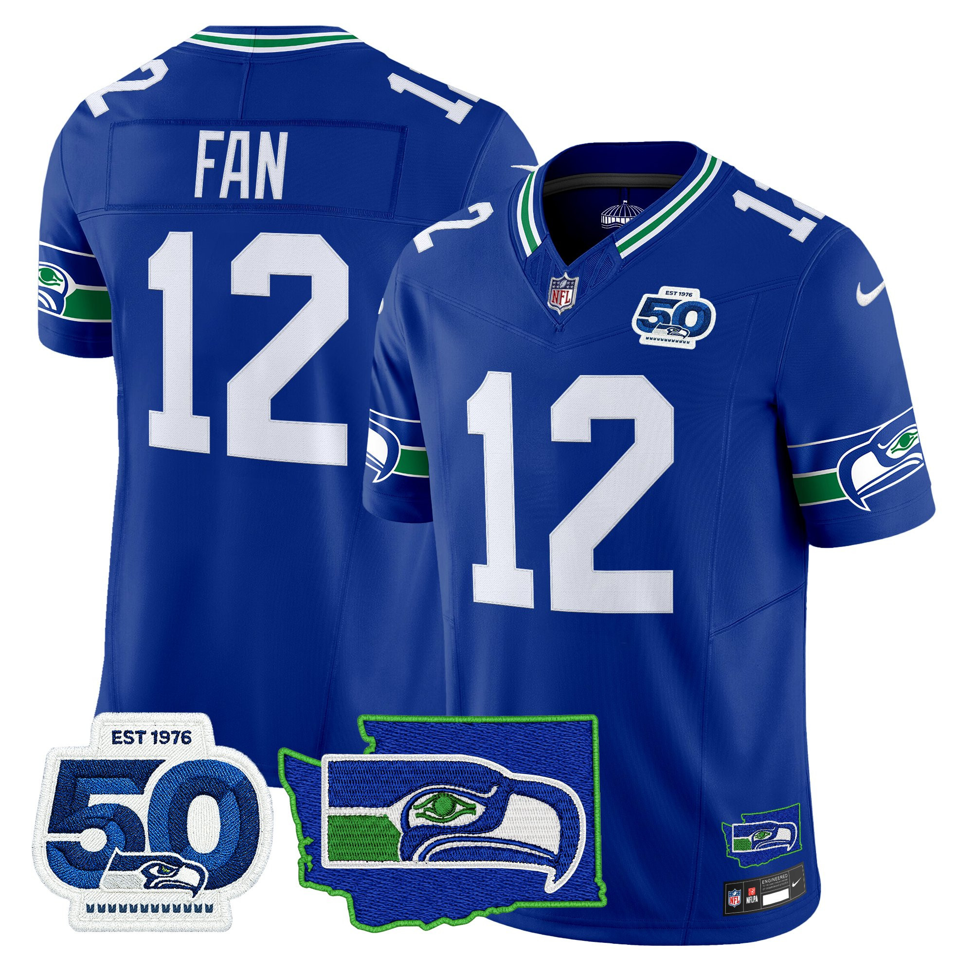 Men's Seattle Seahawks 50th Anniversary Patch Vapor Limited Jersey - All Stitched - Image 24