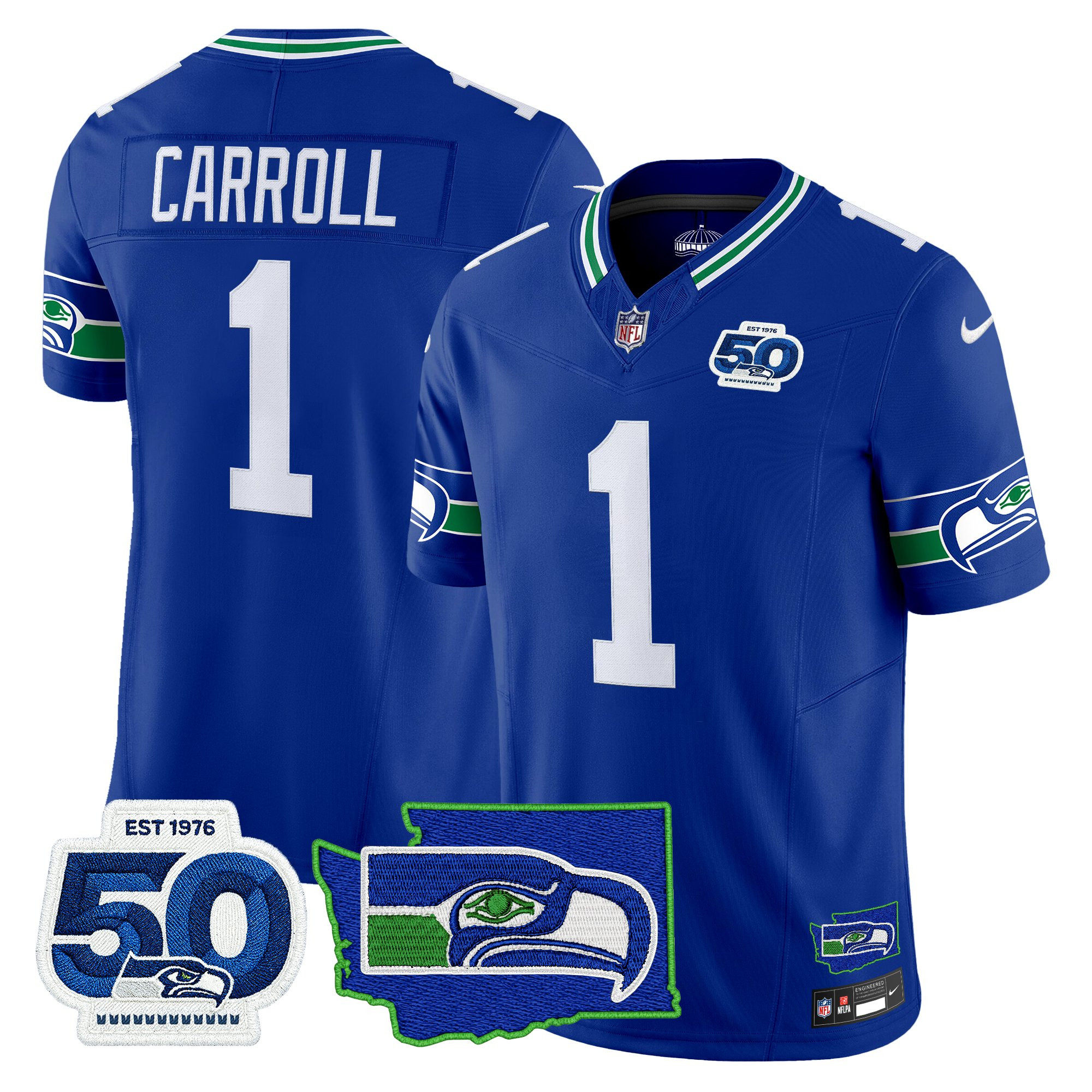 Men's Seattle Seahawks 50th Anniversary Patch Vapor Limited Jersey - All Stitched - Image 20