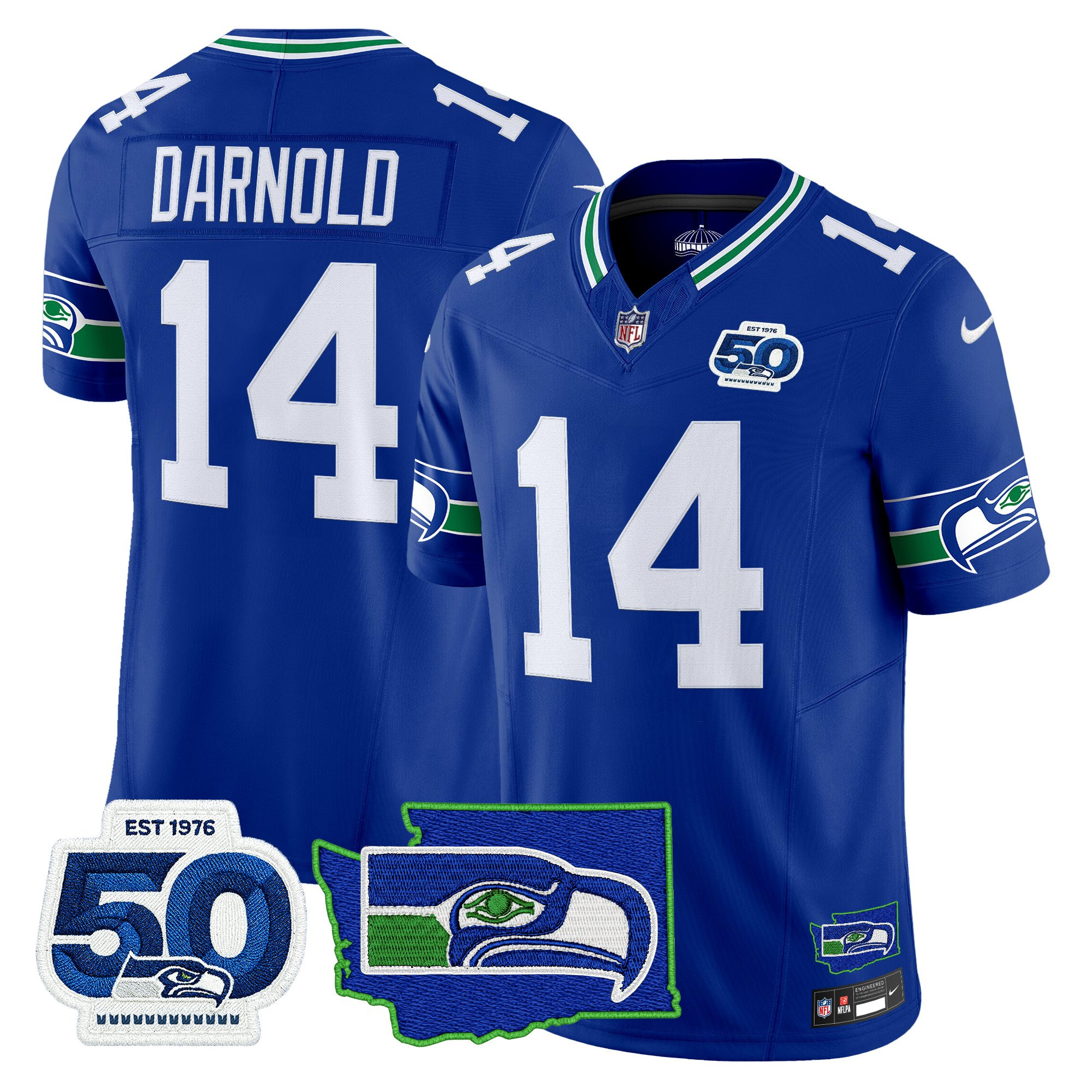 Men's Seattle Seahawks 50th Anniversary Patch Vapor Limited Jersey - All Stitched - Image 19