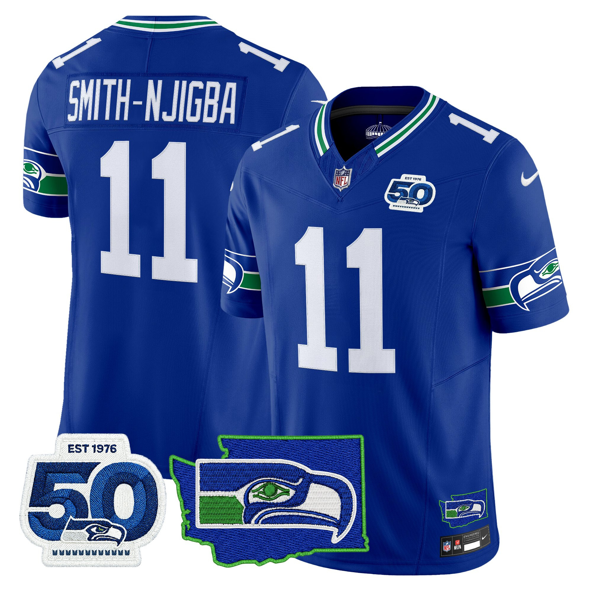 Men's Seattle Seahawks 50th Anniversary Patch Vapor Limited Jersey - All Stitched - Image 17