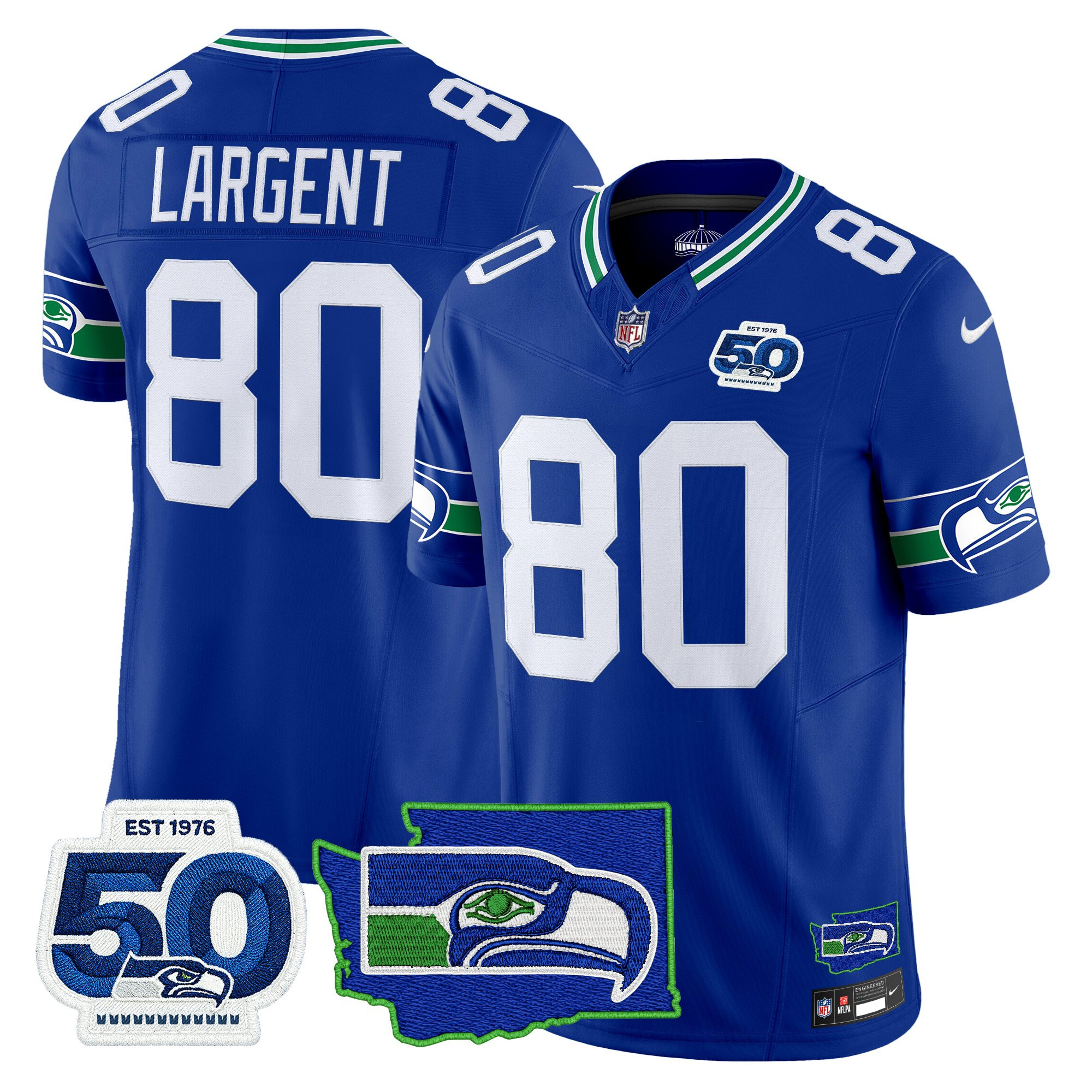 Men's Seattle Seahawks 50th Anniversary Patch Vapor Limited Jersey - All Stitched - Image 23