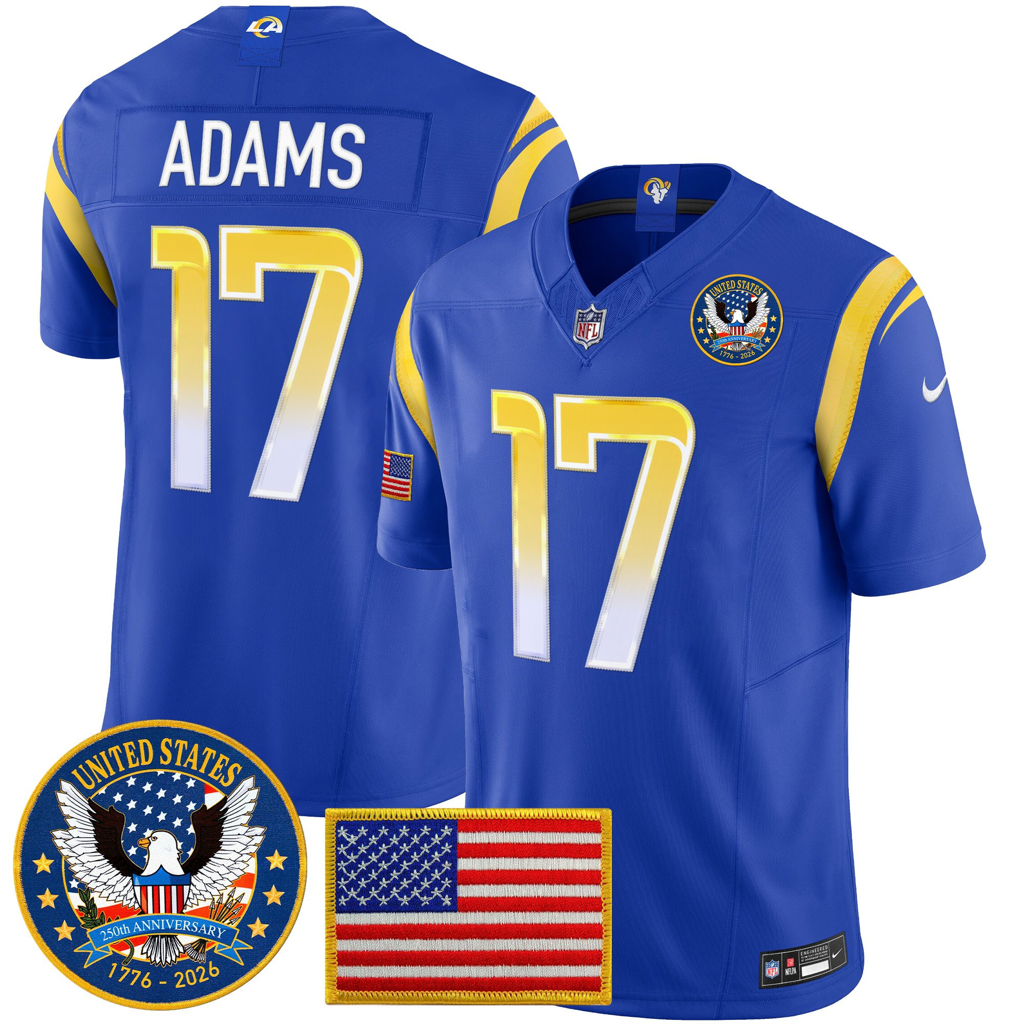 Men's Los Angeles Rams 2025 "United States 250th Anniversary Patch" Vapor Limited Jersey - All Stitched - Image 20