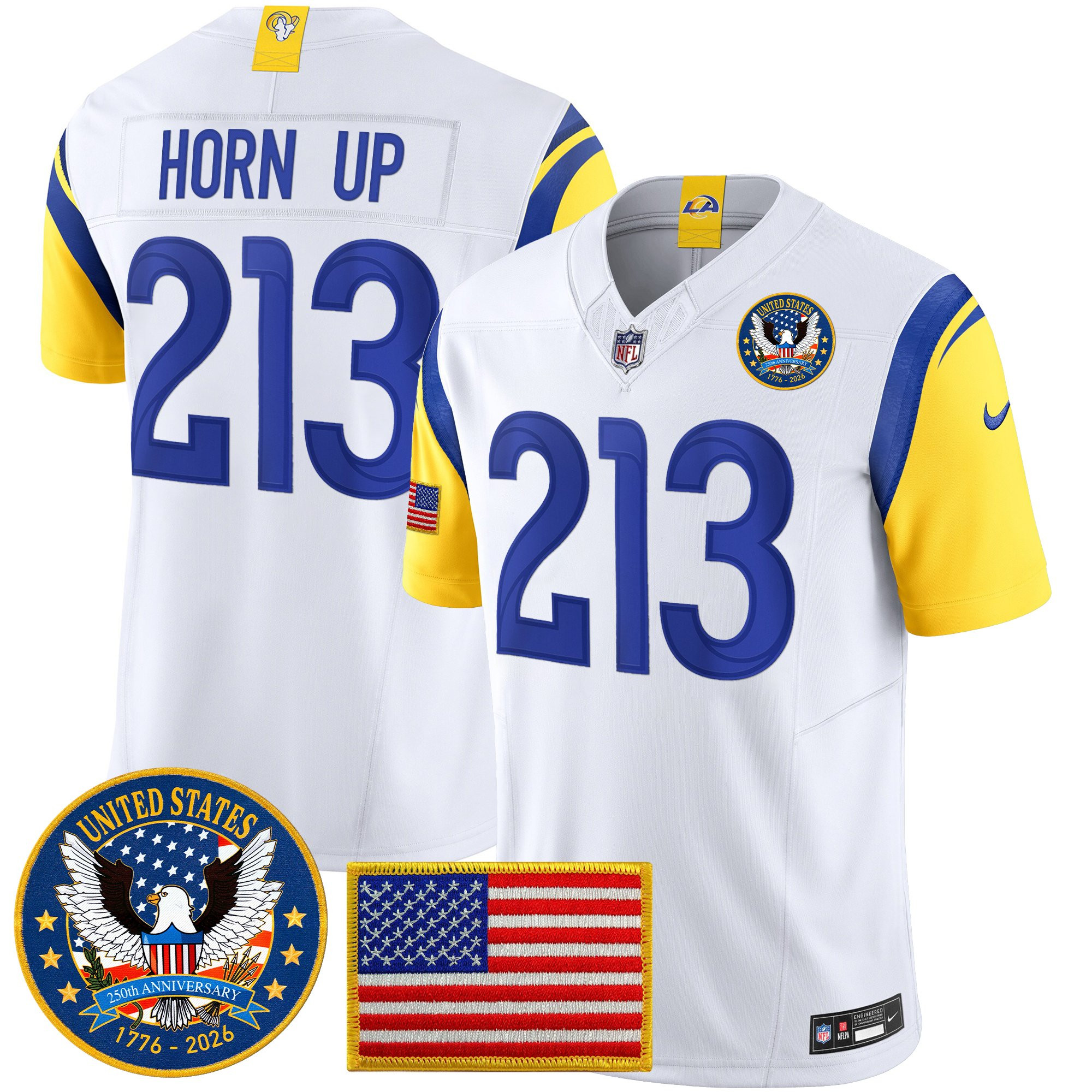 Men's Los Angeles Rams 2025 "United States 250th Anniversary Patch" Vapor Limited Jersey - All Stitched - Image 23