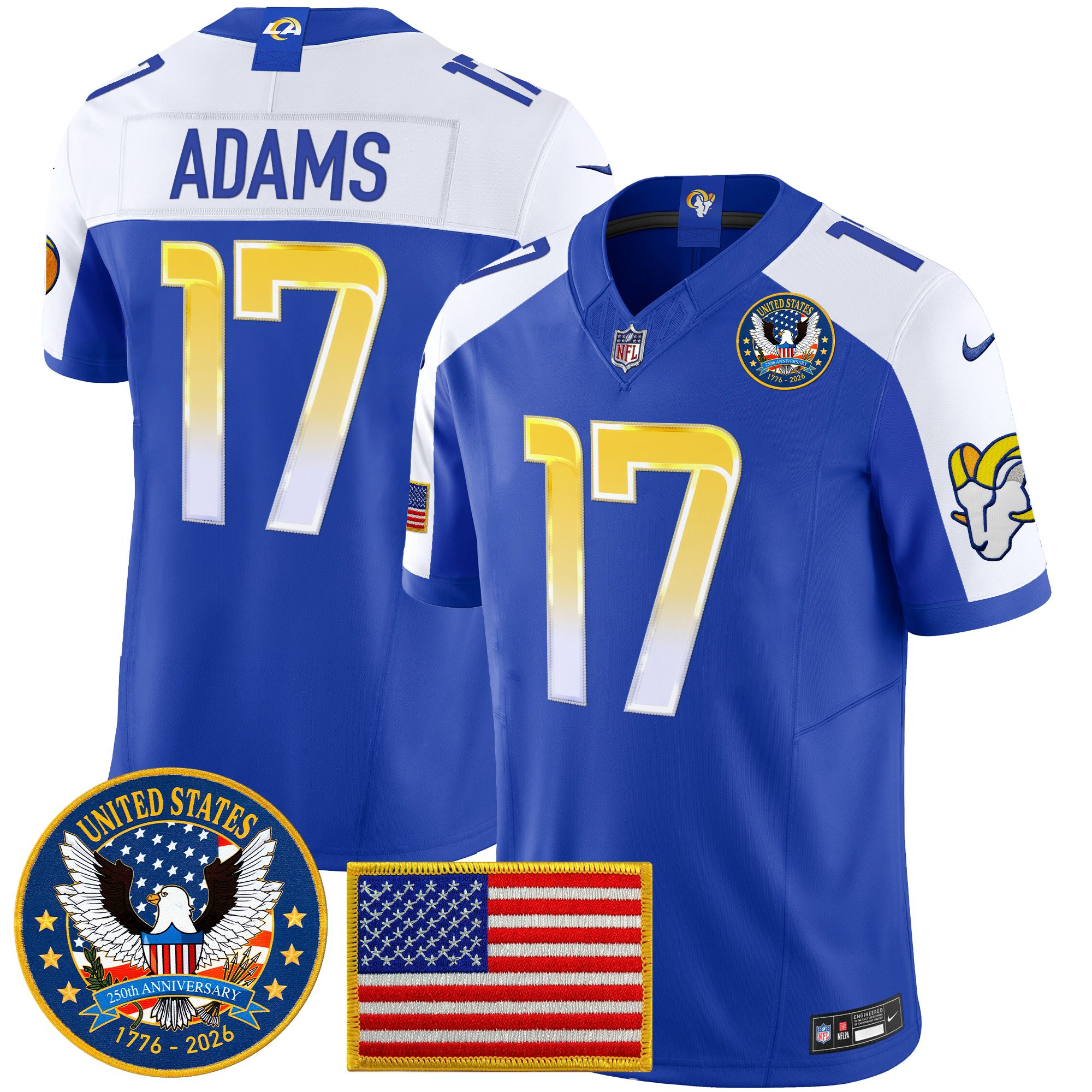 Men's Los Angeles Rams 2025 "United States 250th Anniversary Patch" Vapor Limited Jersey - All Stitched - Image 50