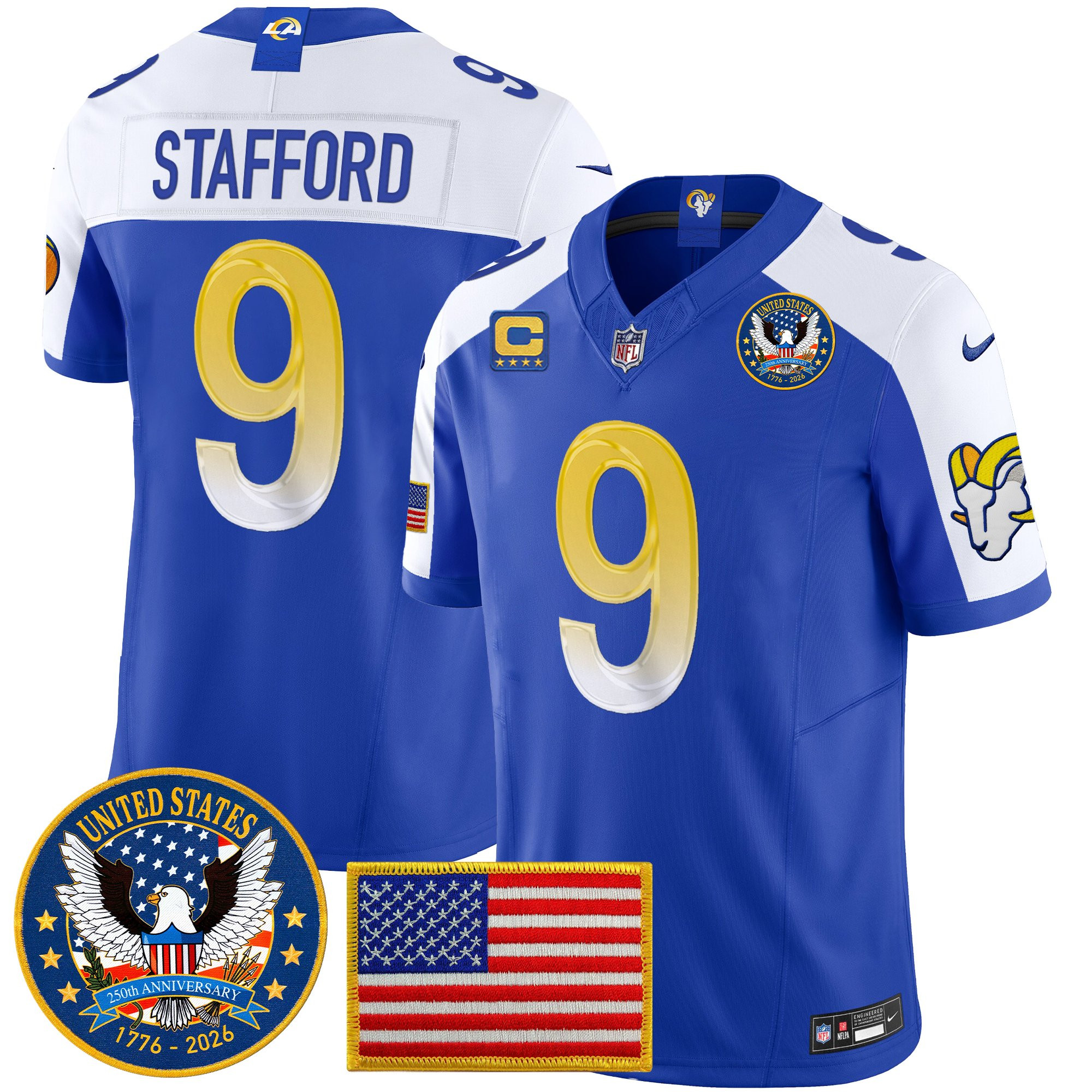 Men's Los Angeles Rams 2025 "United States 250th Anniversary Patch" Vapor Limited Jersey - All Stitched - Image 45