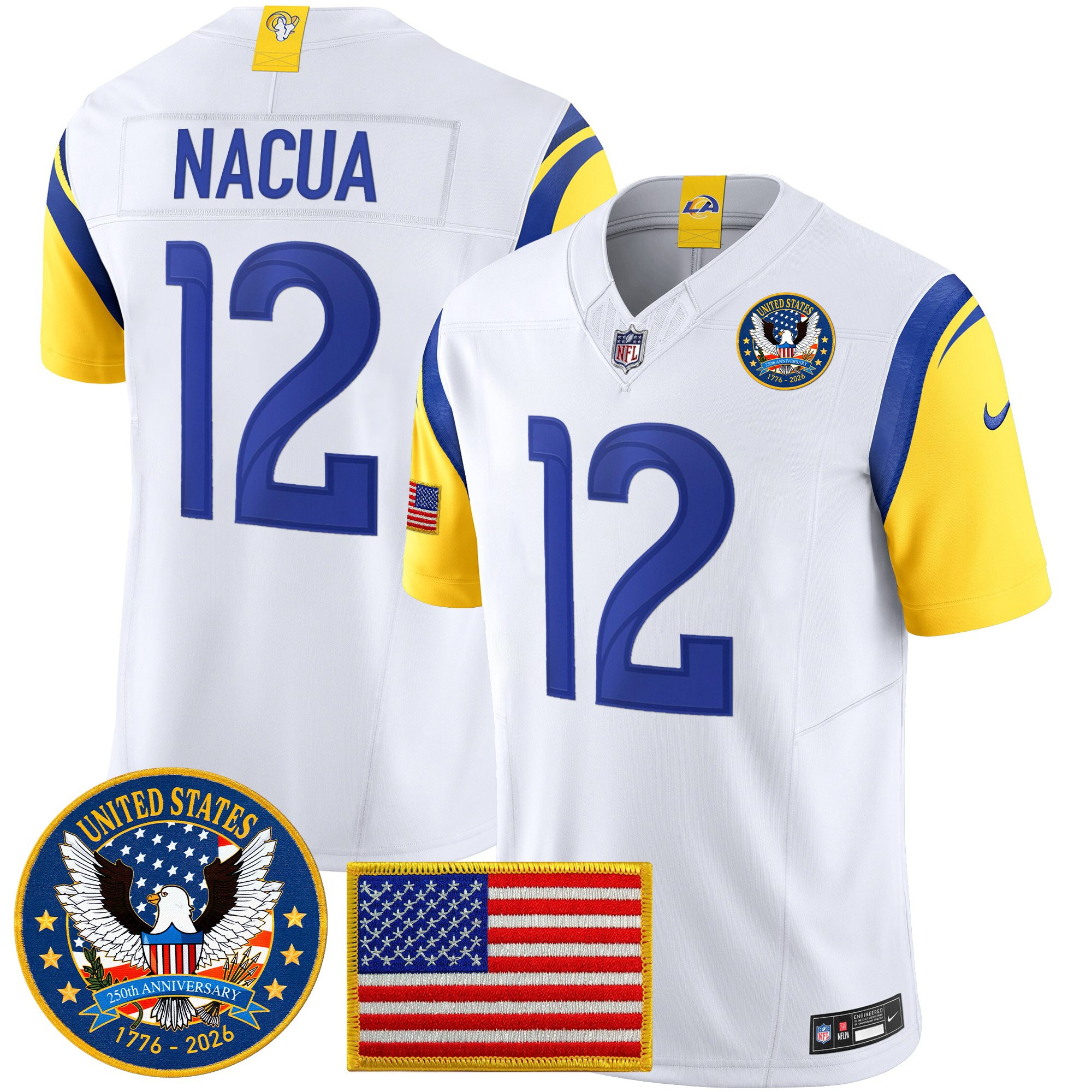 Men's Los Angeles Rams 2025 "United States 250th Anniversary Patch" Vapor Limited Jersey - All Stitched - Image 21