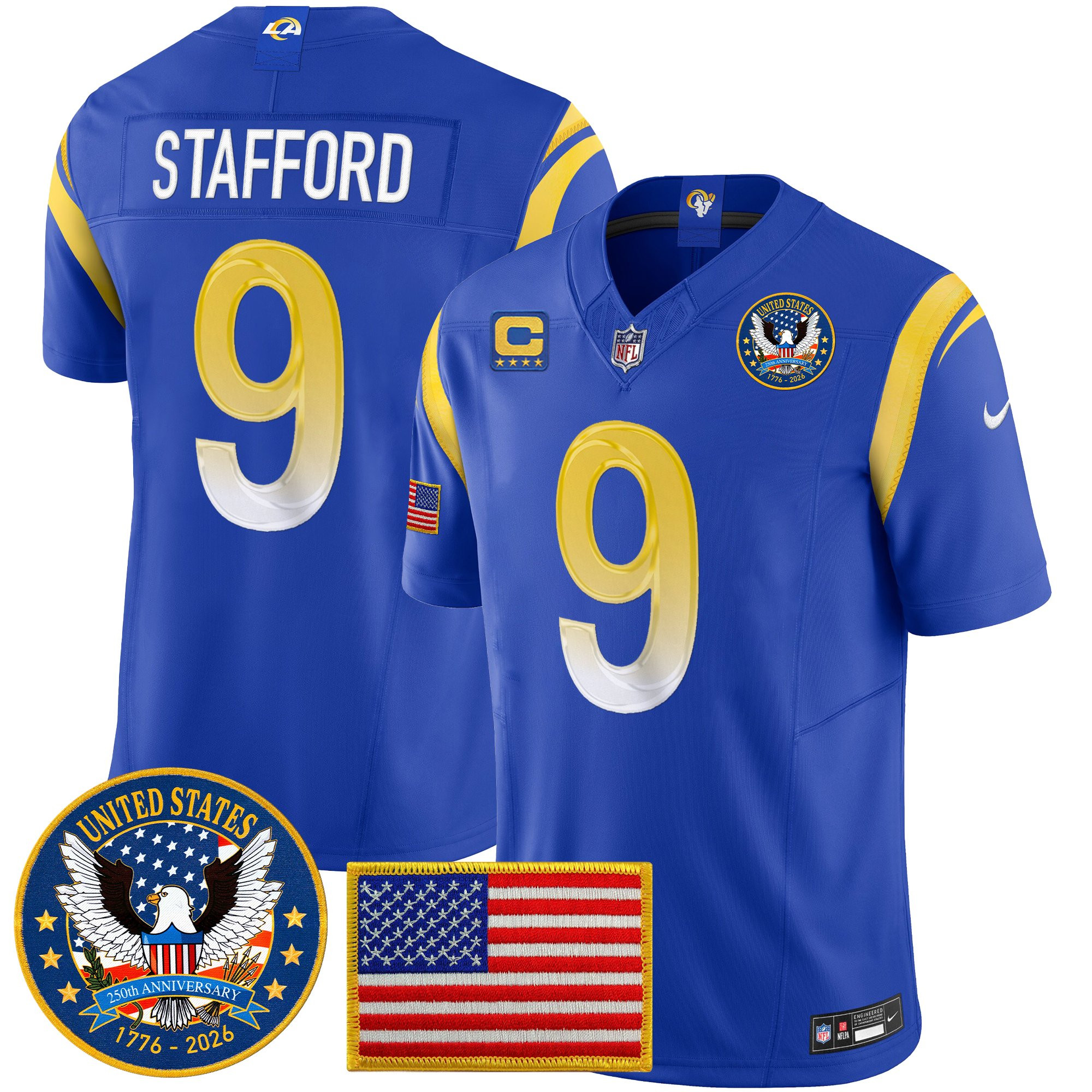 Men's Los Angeles Rams 2025 "United States 250th Anniversary Patch" Vapor Limited Jersey - All Stitched - Image 15