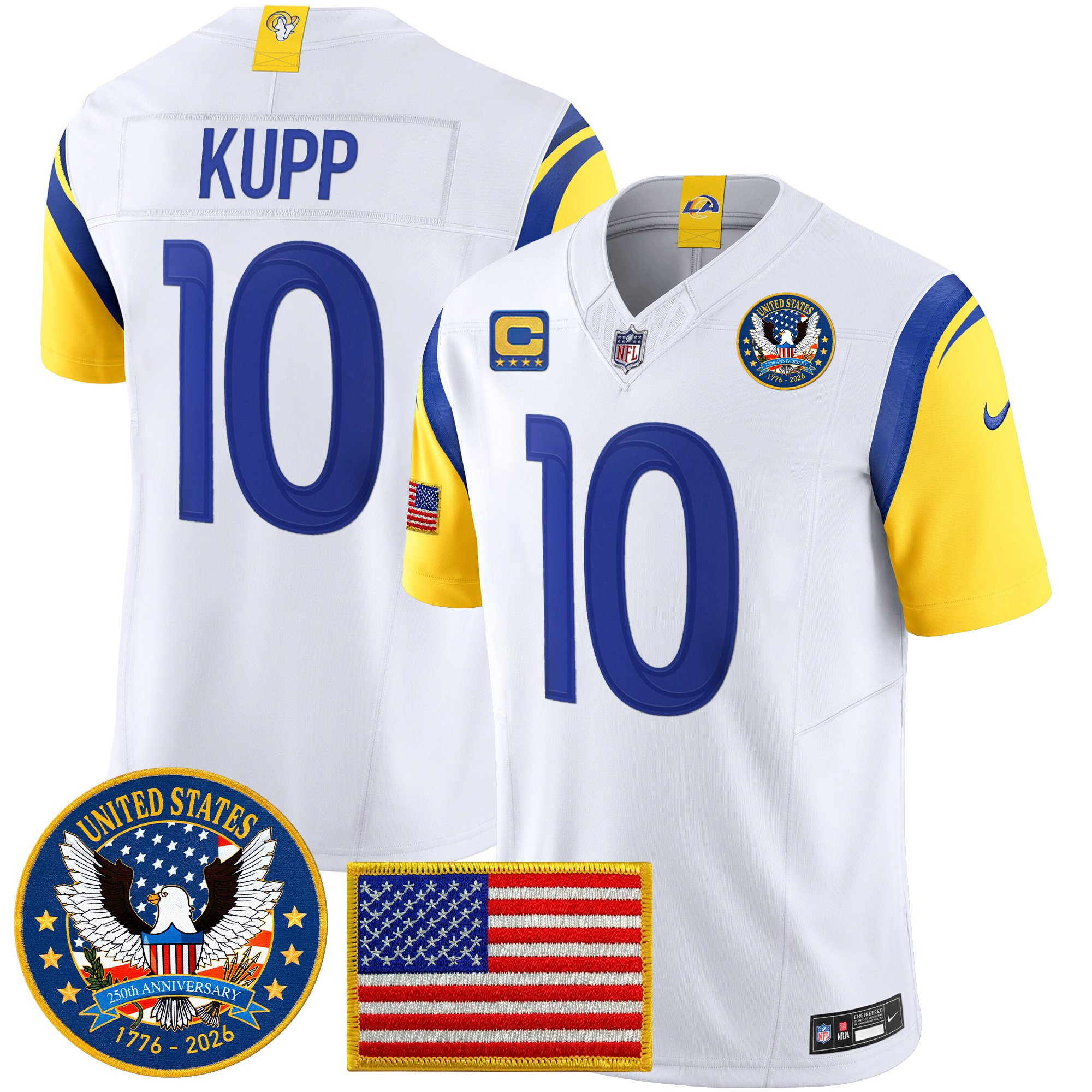 Men's Los Angeles Rams 2025 "United States 250th Anniversary Patch" Vapor Limited Jersey - All Stitched - Image 26