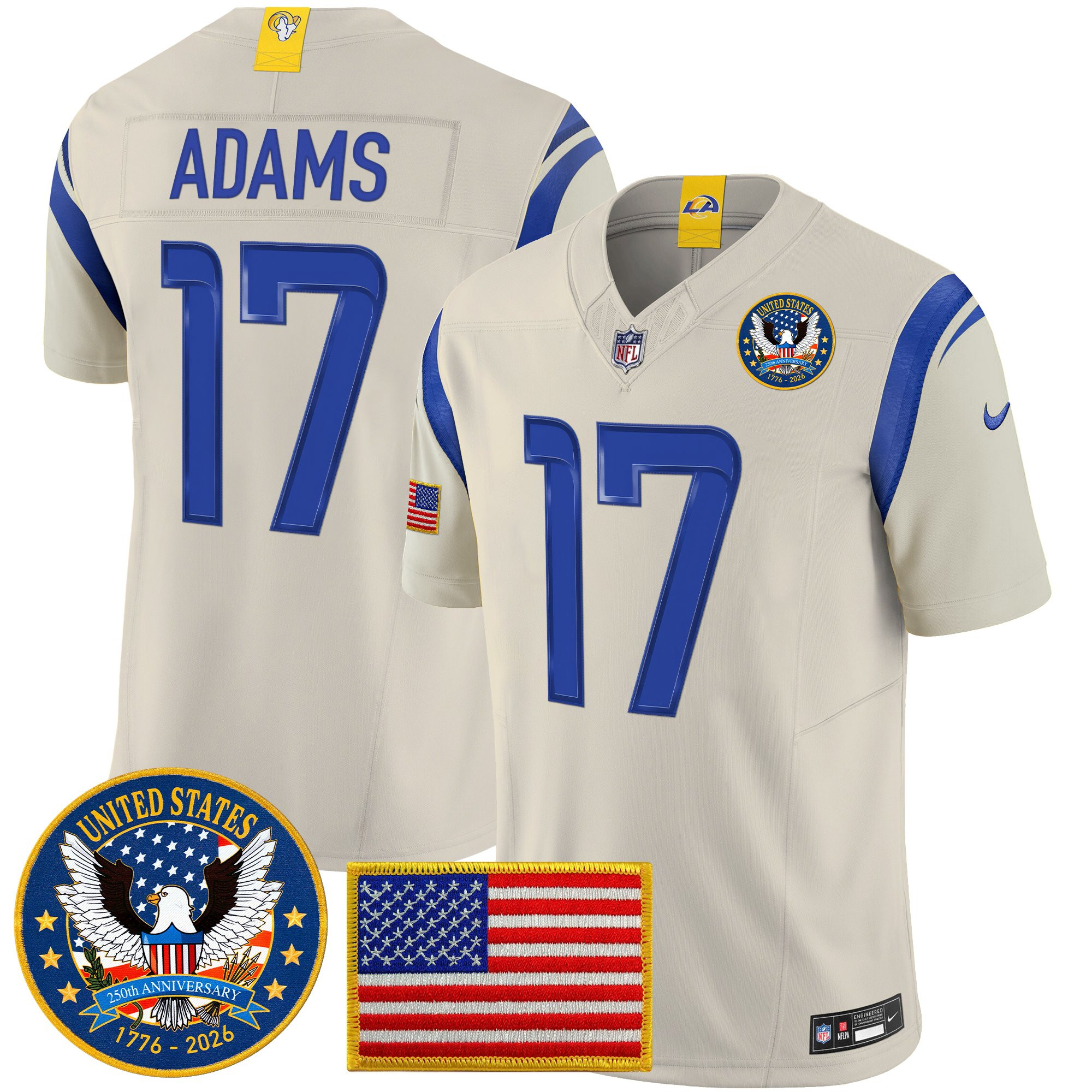 Men's Los Angeles Rams 2025 "United States 250th Anniversary Patch" Vapor Limited Jersey - All Stitched - Image 40