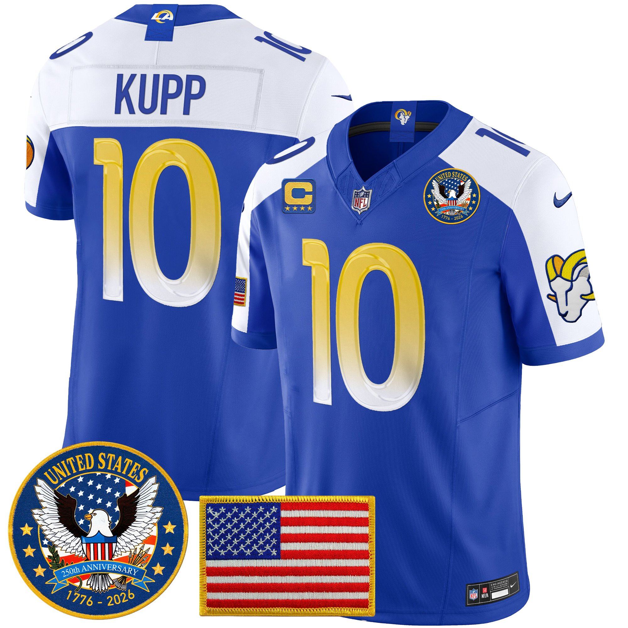 Men's Los Angeles Rams 2025 "United States 250th Anniversary Patch" Vapor Limited Jersey - All Stitched - Image 46