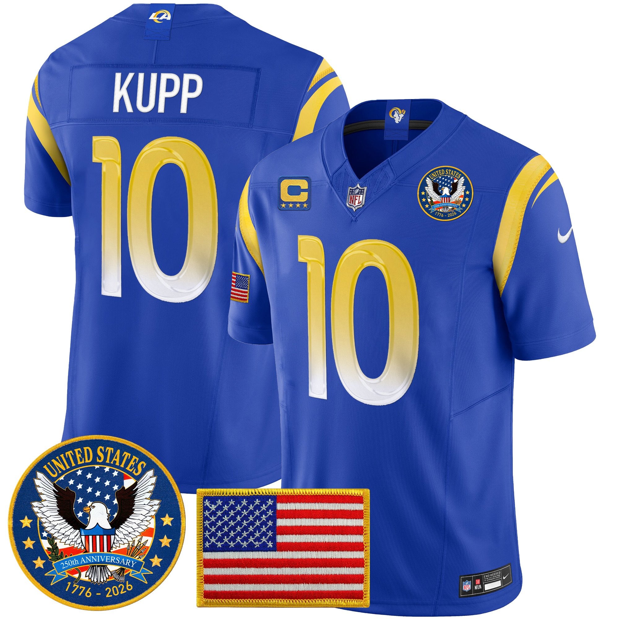 Men's Los Angeles Rams 2025 "United States 250th Anniversary Patch" Vapor Limited Jersey - All Stitched - Image 16