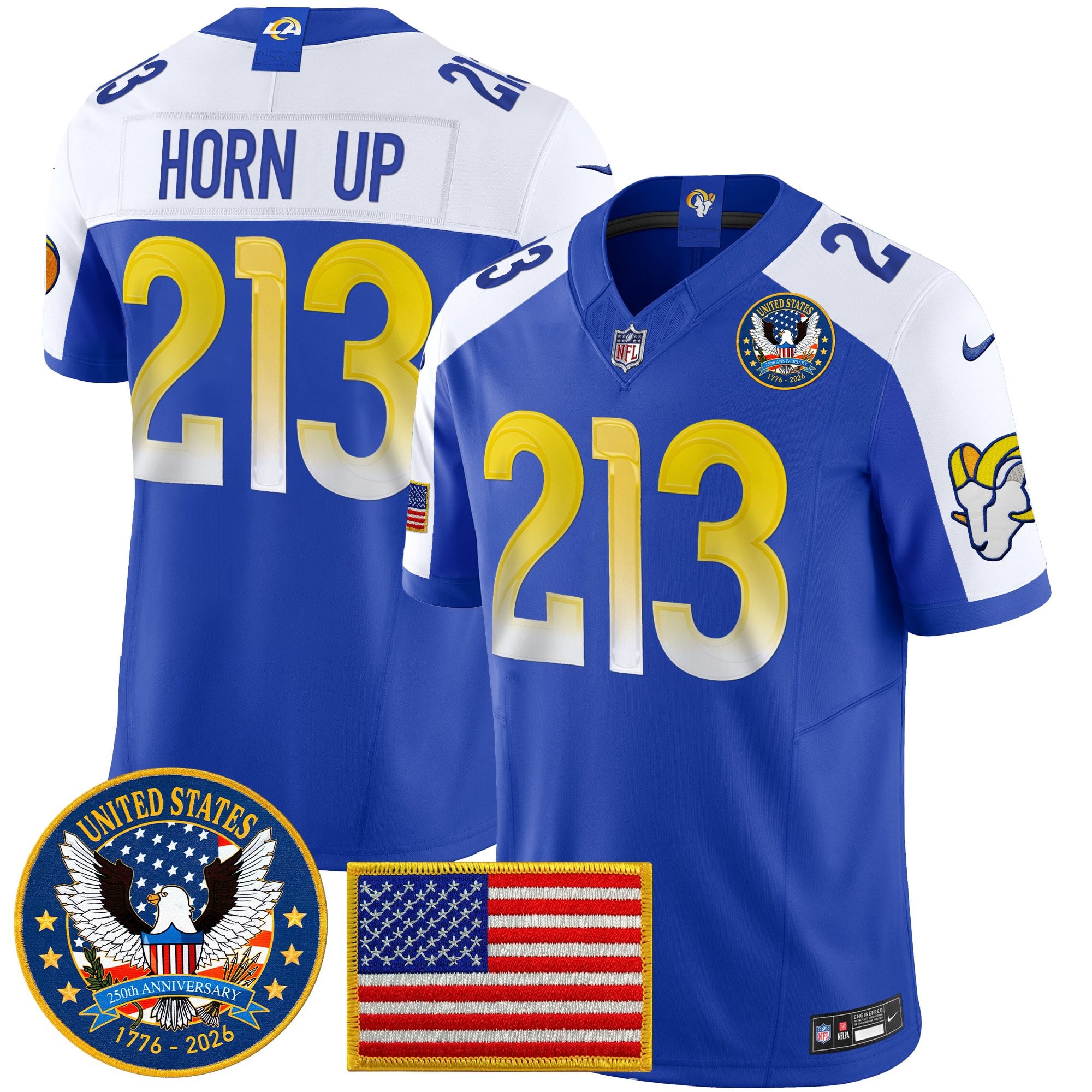 Men's Los Angeles Rams 2025 "United States 250th Anniversary Patch" Vapor Limited Jersey - All Stitched - Image 43