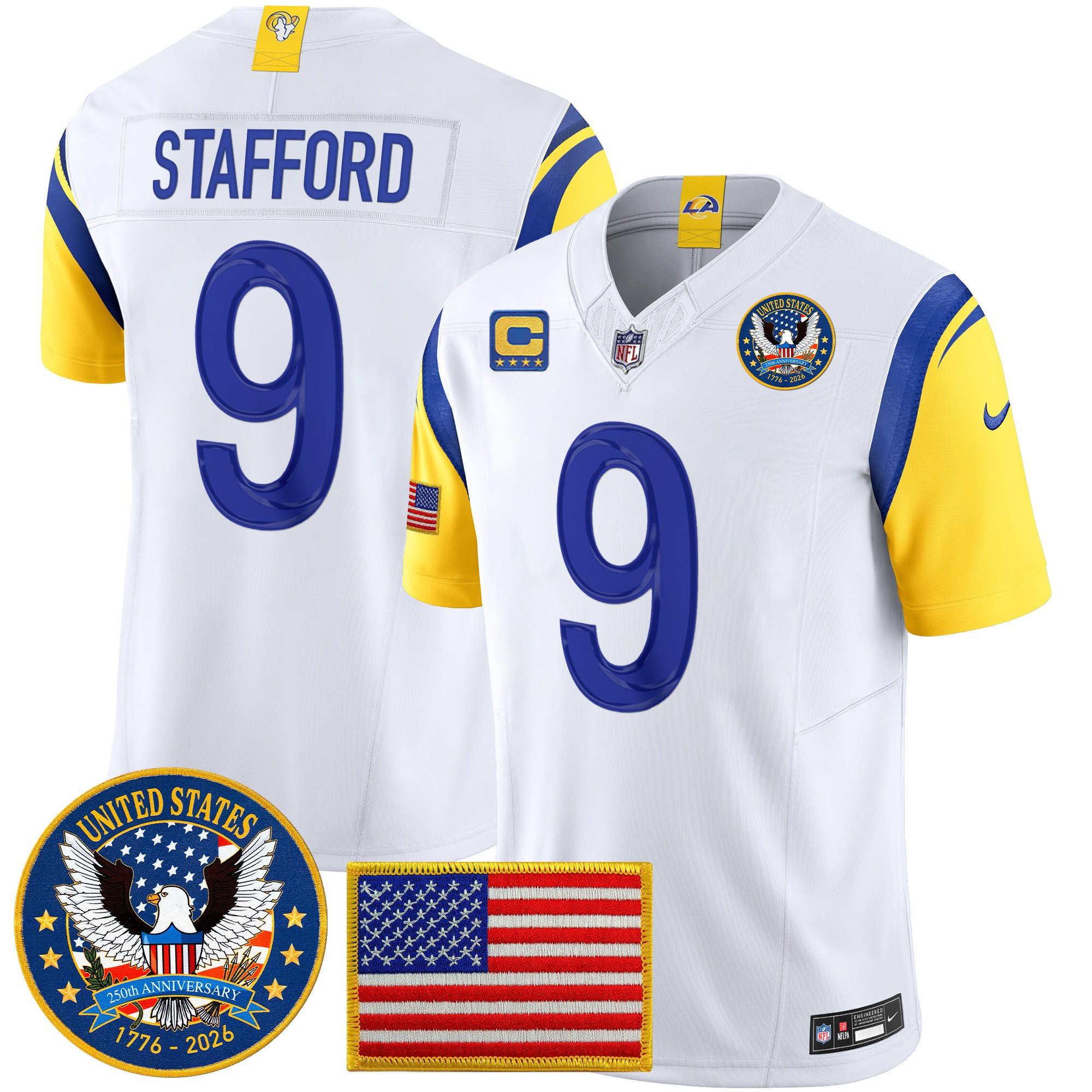 Men's Los Angeles Rams 2025 "United States 250th Anniversary Patch" Vapor Limited Jersey - All Stitched - Image 25